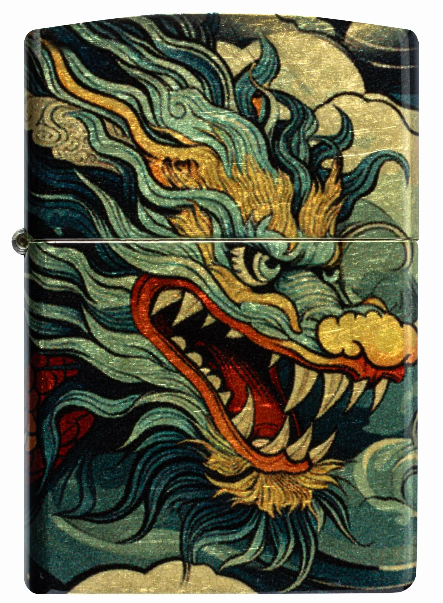 Zippo Colourful Dragon Zapalniczka Sztormowa, do Napełniania, Wielokrotnego Użytku, Wiatroodporna Konstrukcja, Pudełko na Prezent, Wykonano w USA, Kolor Postarzany Mosiądz 540°, Fuzyjne Nanoszenie