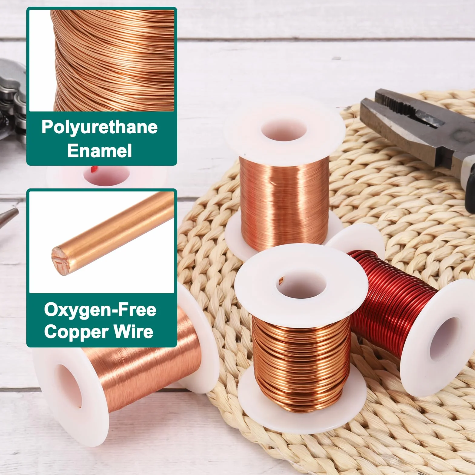 QUARKZMAN Drut Magnetyczny 42 AWG, Przewód Emaliowany Z Miedzi 42 Miarki 4 uncje Szpula Magnetyczna Dla Transformatora Silnika Elektrycznego, Klasa F 311 Fahrenheit (155 Celsjusz), Kolor Miedziowy
