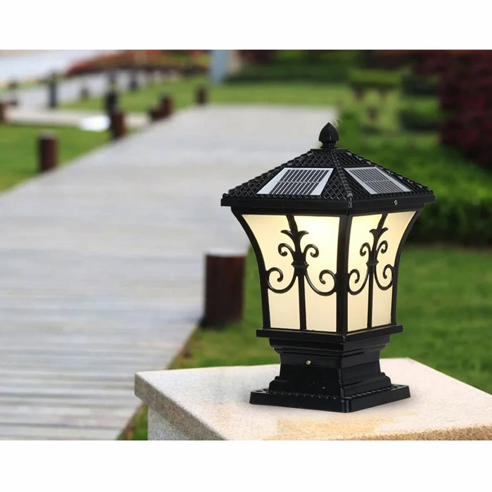 Lampy solarne kolumny czołowe LED oświetlenie ogrodowe zewnętrzne wodoodporne oświetlenie ścienne do ogrodu, oświetlenie słupkowe, dekoracyjne kolumny latarnia, oświetlenie krajobrazu tradycyjne