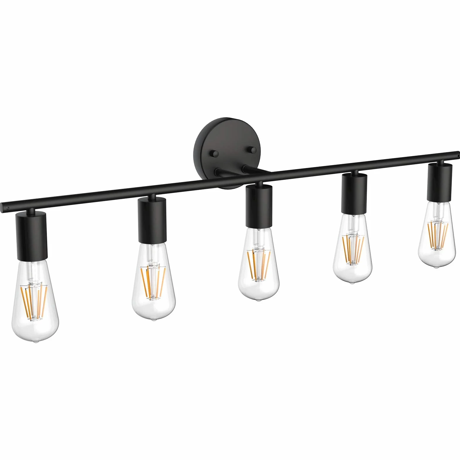 Klighten Lampa do lustra w stylu vintage, industrialna, E27, 5 płomieni, lampa łazienkowa, lampa łazienkowa, lampa ścienna, czarna, metalowa, do wnętrz, długość: 80 cm, bez żarówki