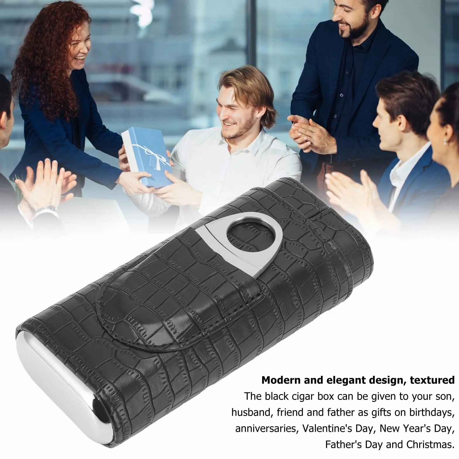 Etui na Cygara Przenośne Humidor Drewno Cedrowe 3 Szt. Czarny