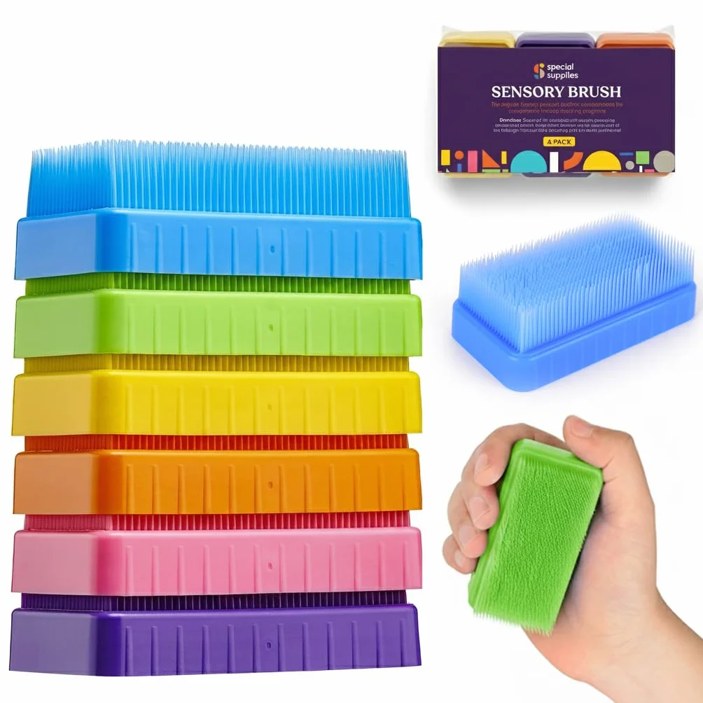 Special Supplies Szczotka sensoryczna do terapii terapeutycznej do szczotkowania zawodowego i sensorycznego, stymulującego, uspokajającego, dla dzieci i dorosłych, miękkie, elastyczne włosie, bez