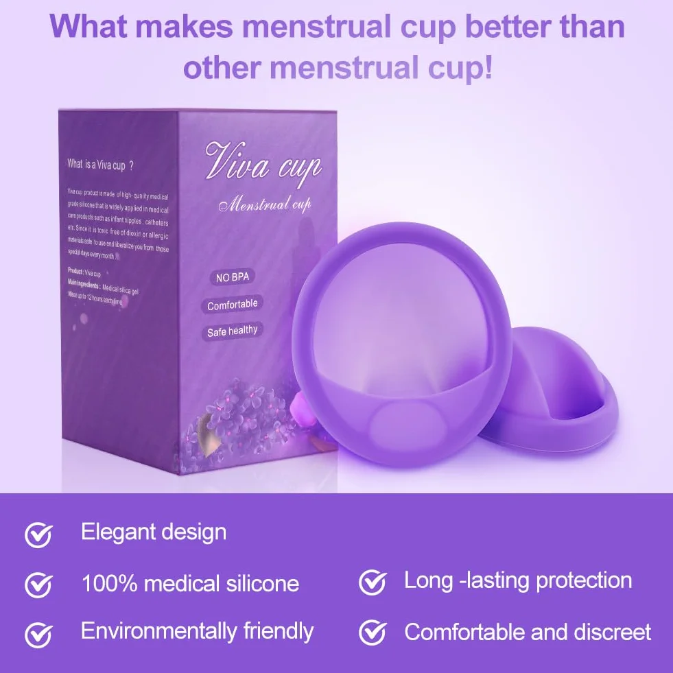 ACWOO Dyski menstruacyjne, 2 szt. dysków okresowych wielokrotnego użytku (S & L) z torbą do przechowywania, kubek płaski, silikonowy dysk księżycowy klasy medycznej, produkty higieniczne do