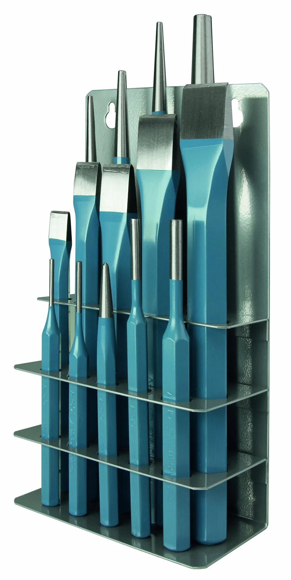 Peddinghaus 6633120000 zestaw narzędzi 14 sztuk z 1 ścięciem środkowym 3 x 125 mm, 4-pinowy otwór 2/3/5/6 mm i 4 x wybijak 5 x płaski dłuto