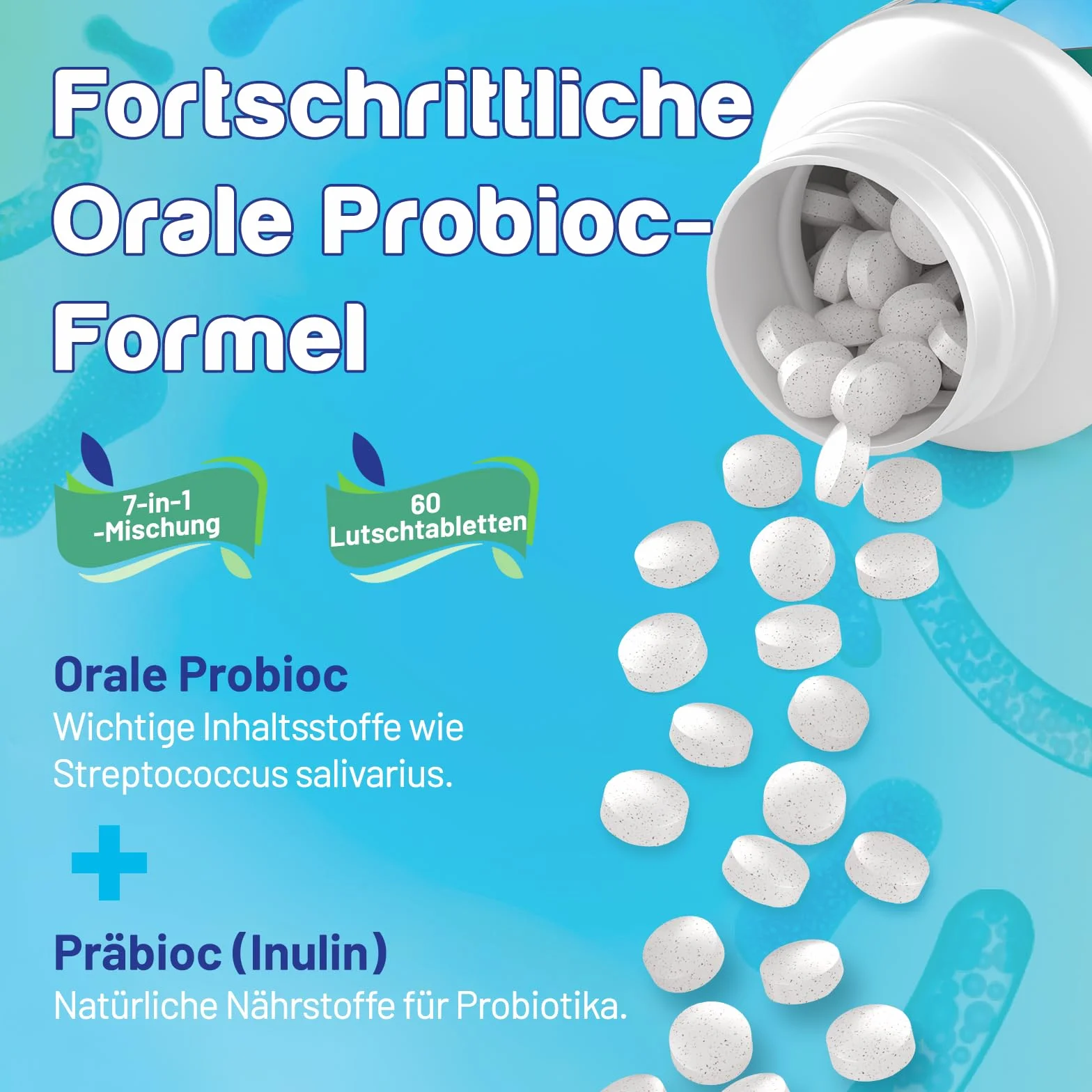 Probiotyk Doustny 11 Miliardów CFU dla Flory Jamy Ustnej, Pastylki Probiotyczne 7 w 1 z BLIS K12 i M18, Bez Cukru, Naturalny Smak Mięty (60 Count (Pack of 2))
