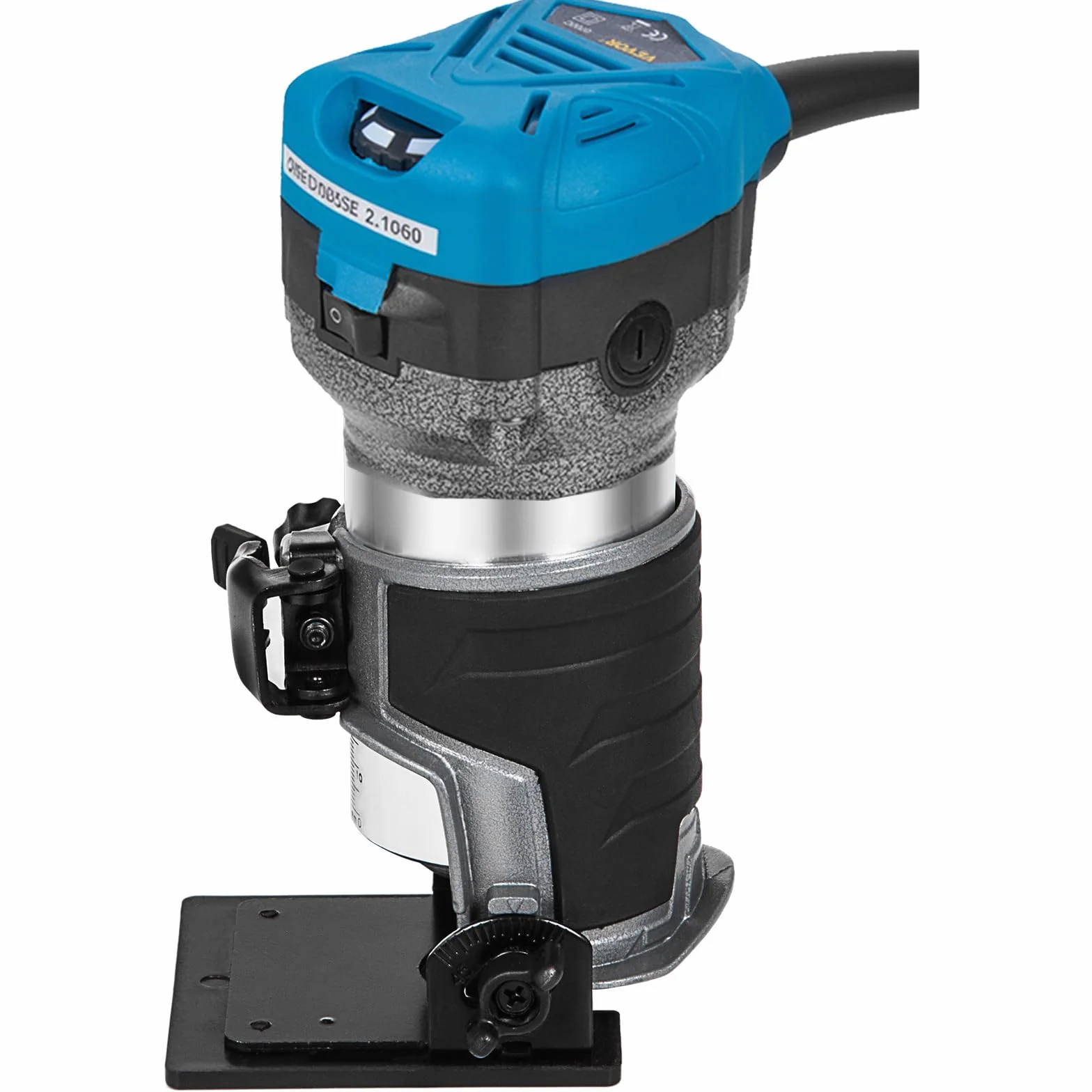 VEVOR Frezarka górnowrzecionowa 710 W, kompaktowa frezarka do drewna z 3 podstawami, 10000-30000 obr./min, frezarka krawędziowa 1/4" i 3/8" wielofunkcyjna z podstawą nachylenia, do laminowania drewna