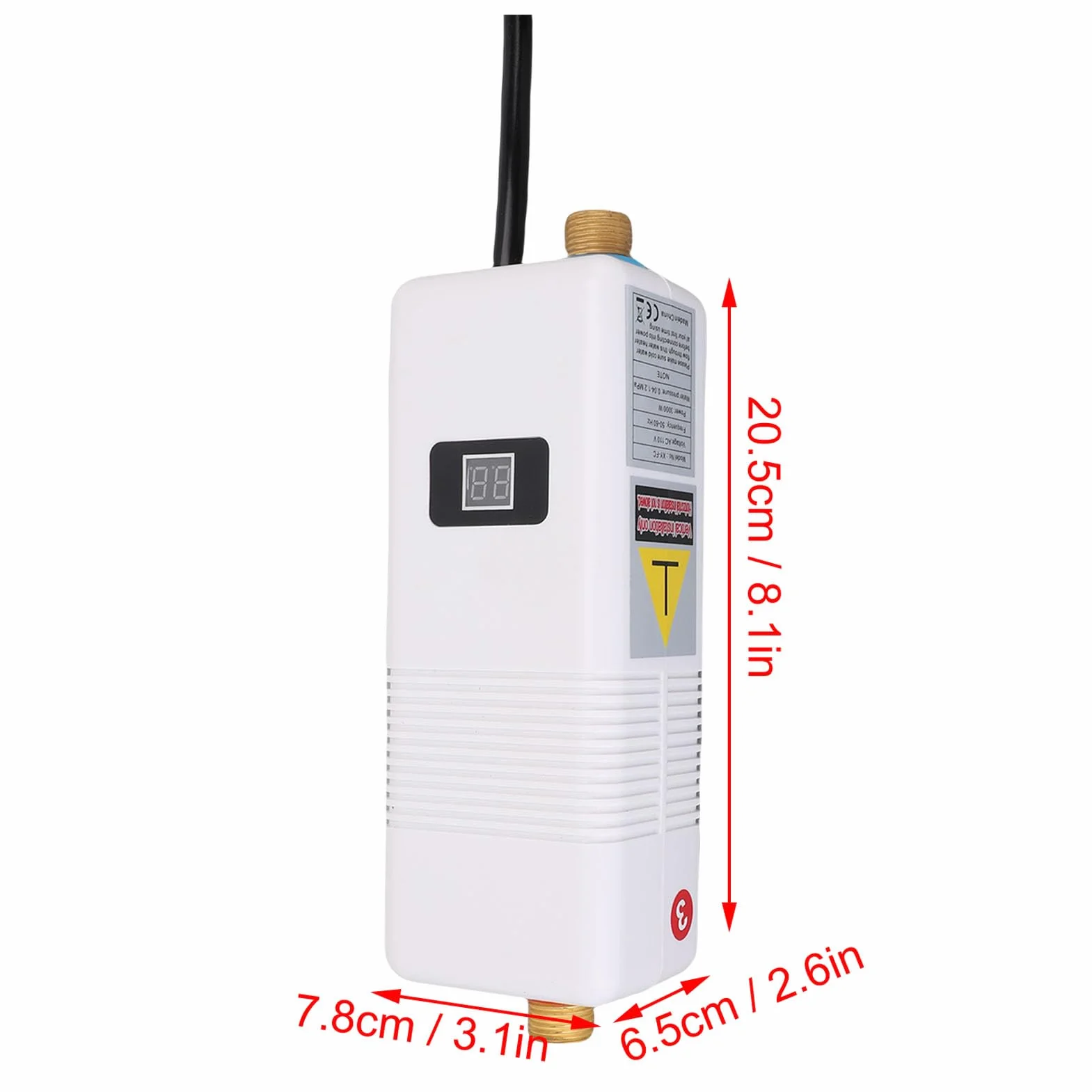 Eujgoov XY FC 3000W Natychmiast Elektryczny Podgrzewacz Wody z Mosiężnym Wylotem Wlotu, Korpusem ze Stali Nierdzewnej, Odpowiedni do Kuchni, Kempingów, (Wtyczka UE 220V)