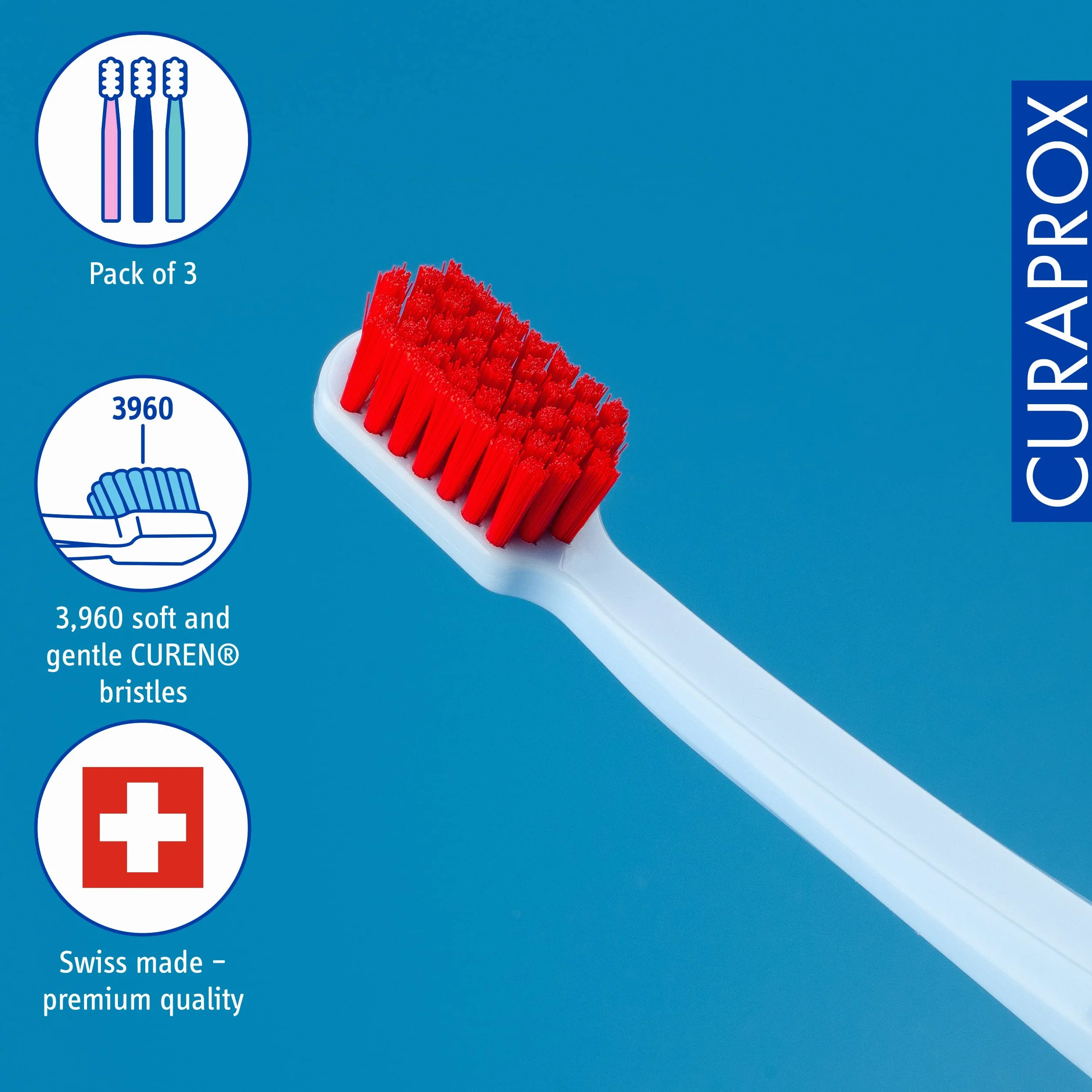 Curaprox Super Miękka Szczoteczka Do Zębów-Do wrażliwych zębów i pielęgnacji dziąseł/delikatne usuwanie płytki nazębnej/pojedyncze opakowanie/Mieszane Kolory/Made in Switzerland