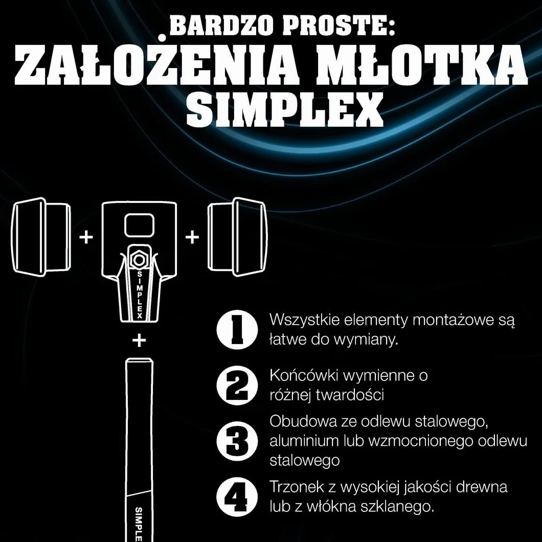 Młotek kowalski z miekkim bijakiem SIMPLEX Superpłastik 125mm HALDER