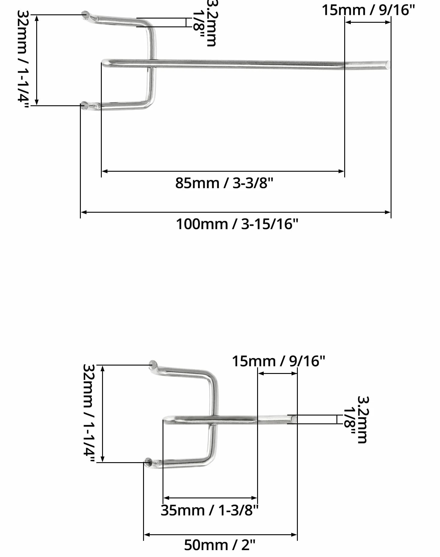 QWORK® 60szt. Perforowane haki ścienne, haki do tablic perforowanych, haki ścienne na narzędzia do wyświetlaczy sprzedażowych (5cm, 10cm)