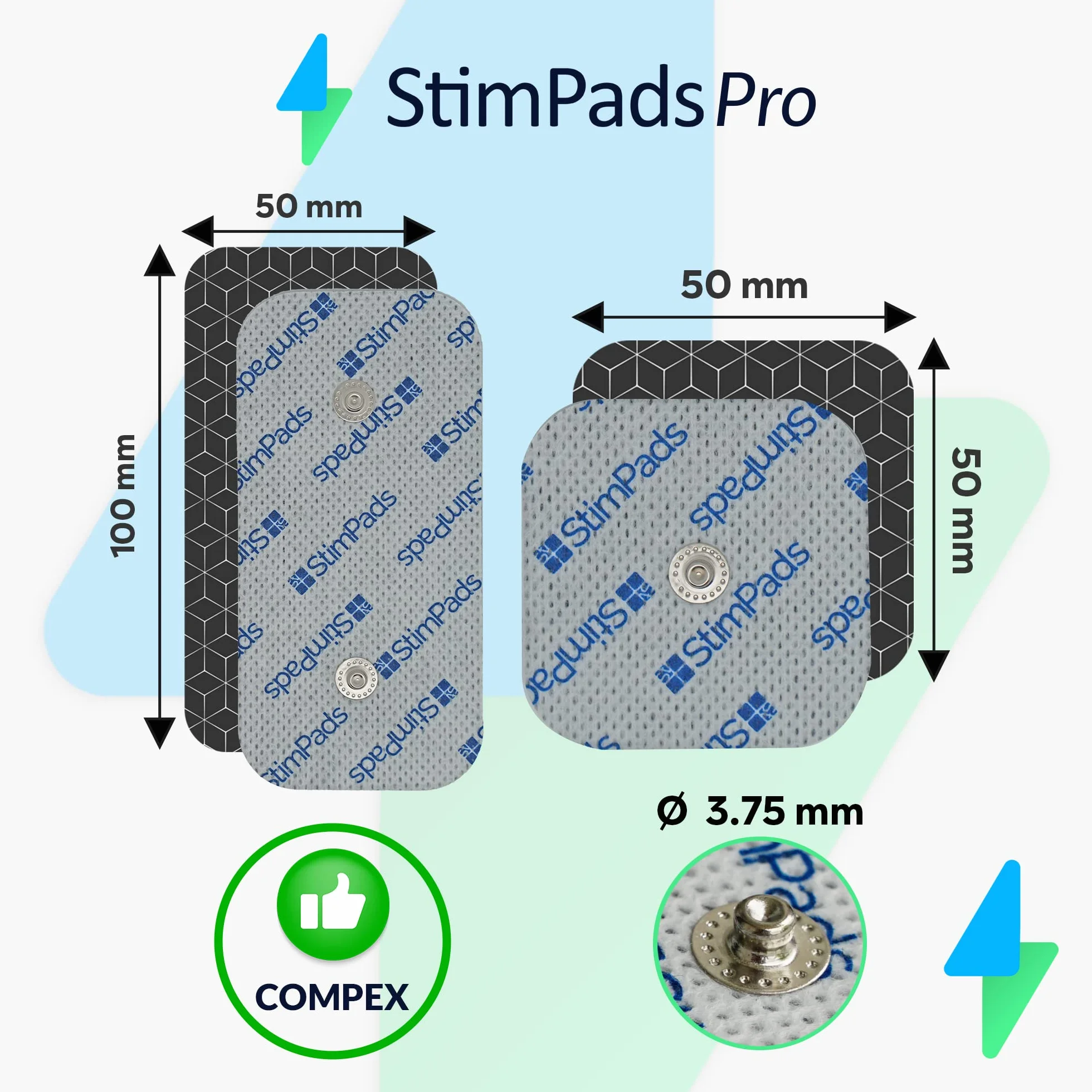 Elektrody EMS kompatybilne z Compex zestaw 12 sztuk 3,75 mm Easy Snap