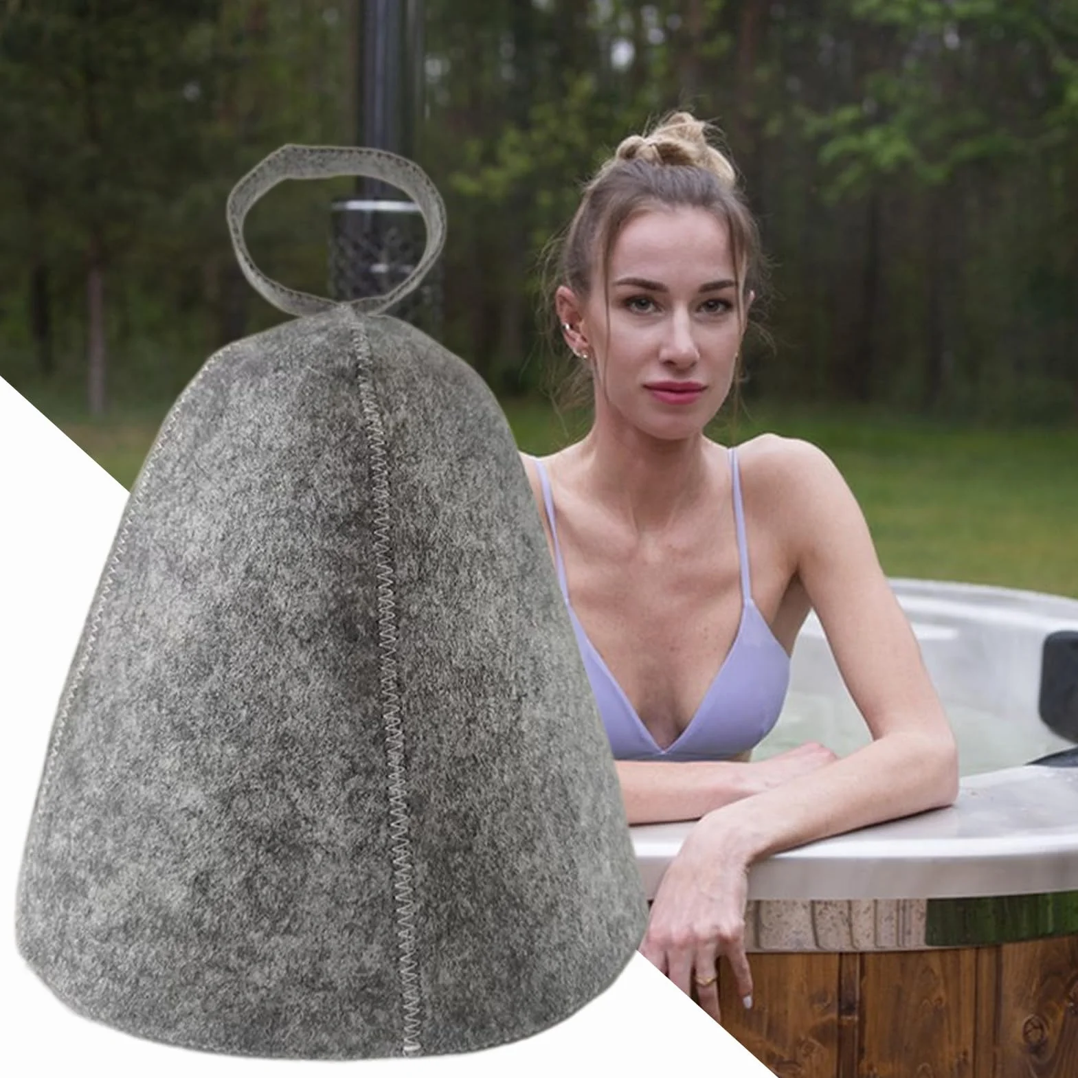 Czapka filcowa do kąpieli i sauny 70 cm ochroną termiczną chłonna oddychająca