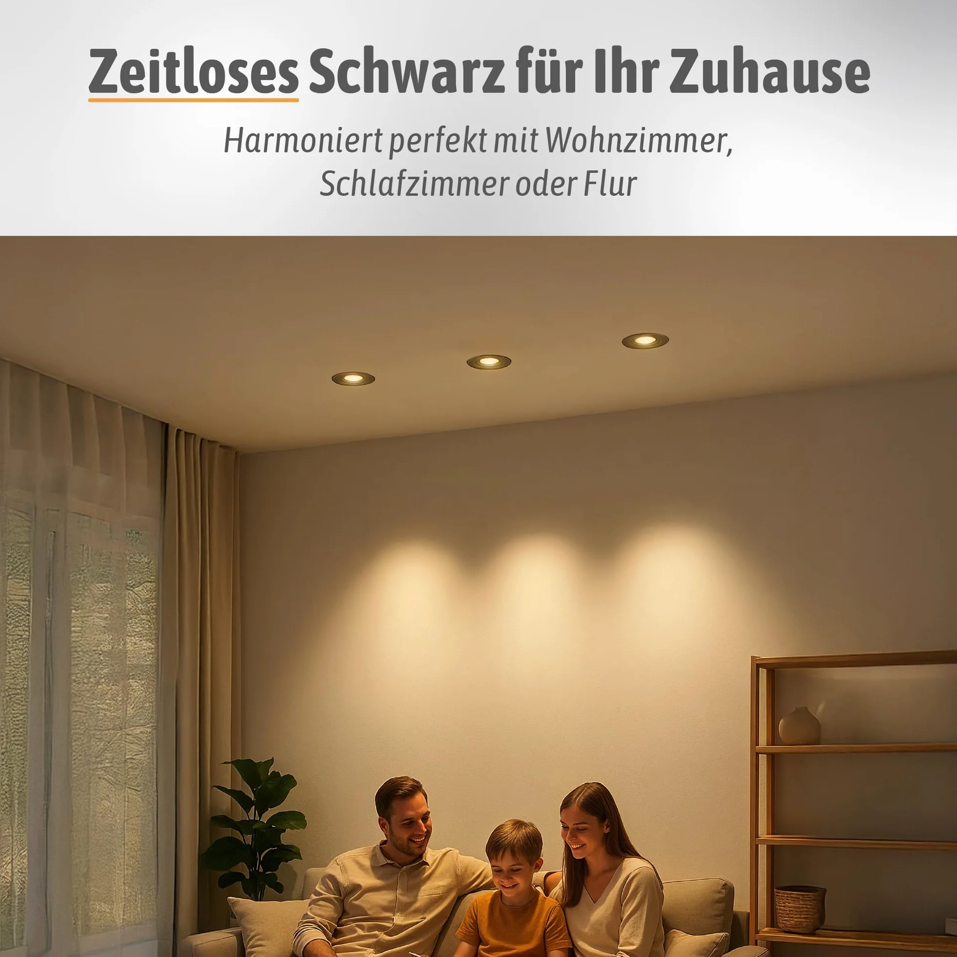 SSC-LUXon Zestaw 10 reflektorów LED do zabudowy VIONA płaskie, czarne, wychylne – barwa światła ciepła biel, neutralna biel, białe światło dzienne