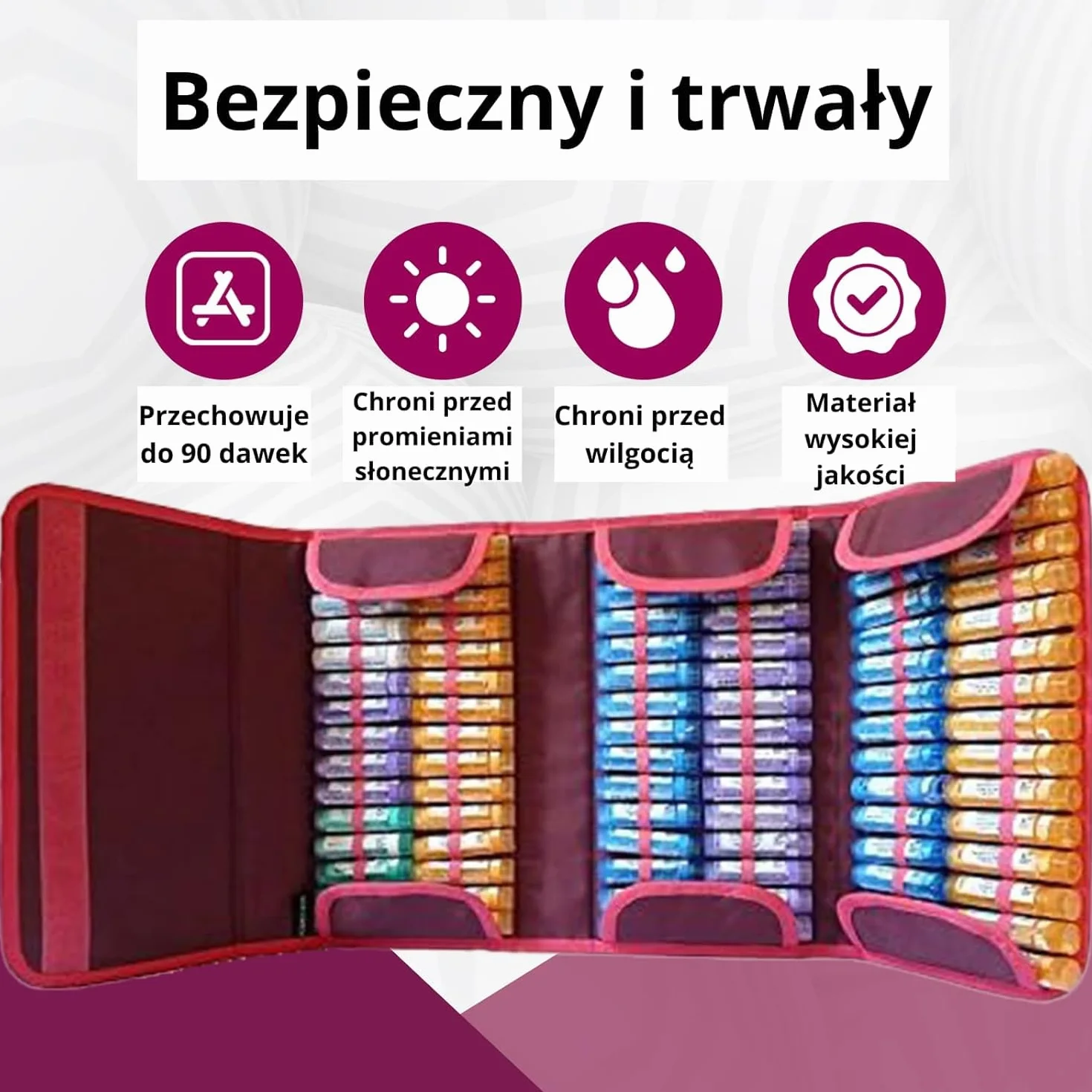 HOMEO-Case | Etui Homeopatyczne z 90 Przestrzeniami na Fiolki Boiron o Pojemności 4 Grama | Nie Zawiera Fiolków | śliwkowy