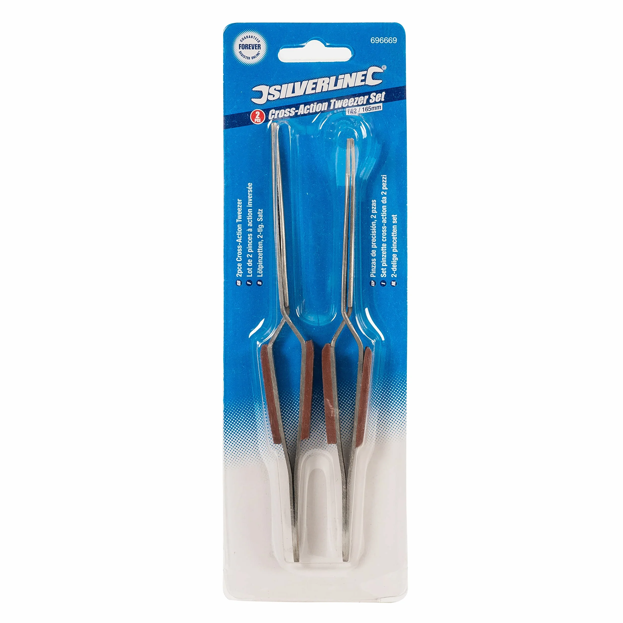 Silverline 696669 Zestaw Pęset Stal/Drewno, 162 / 165mm, 2 Sztuki