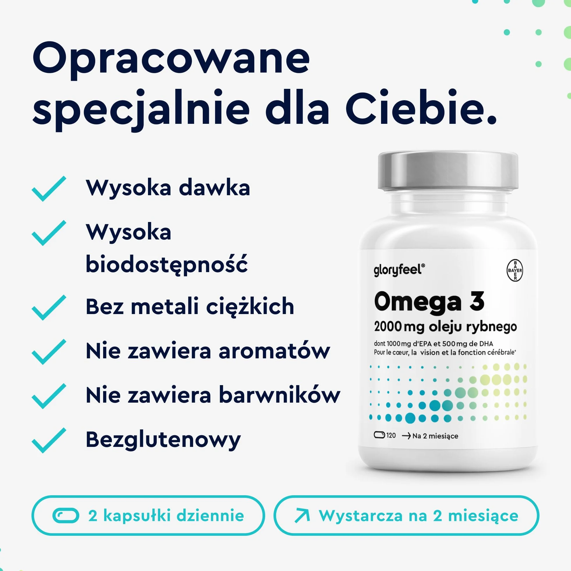 Omega 3 Kapsułki 2000mg Oleju Rybnego EPA 1000mg DHA 500mg Kwasy Tłuszczowe Anchois