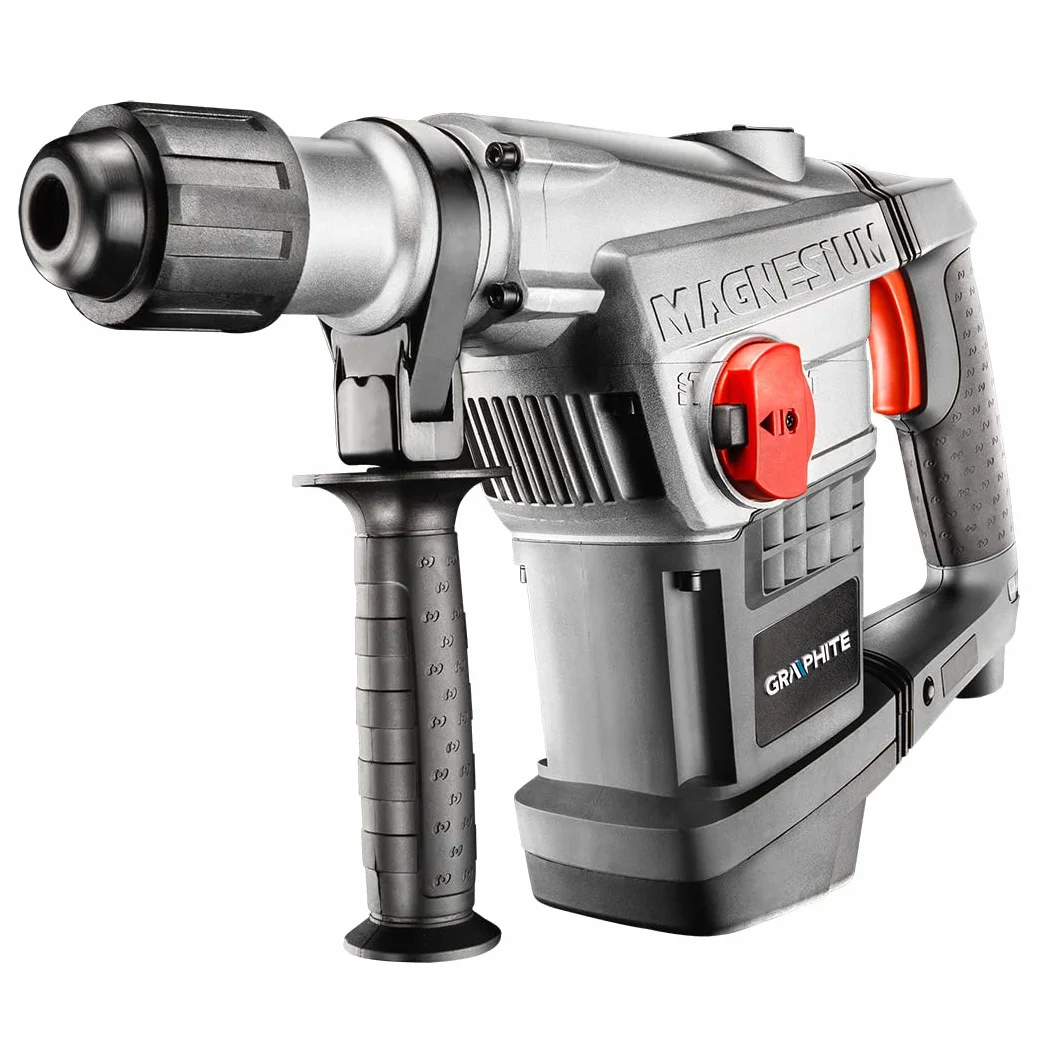 GRAPHITE Młot udarowy SDS Max 1250W, walizka; przewód 4m; 7,3 kg; energia udaru 10J; max. średnica wiercenia w betonie 40 mm; antypoślizgowa rękojeść; osłona przeciwpyłowa, wiertło do betonu