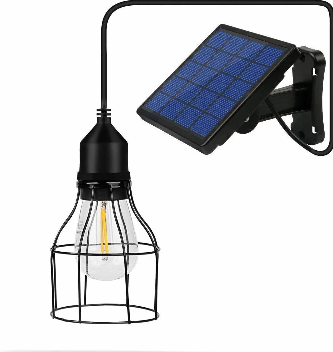 Lixada Solarna lampa wisząca E27, lampa zewnętrzna, klasa wodoszczelności IP65, do ogrodu, na podwórko, taras, balkon