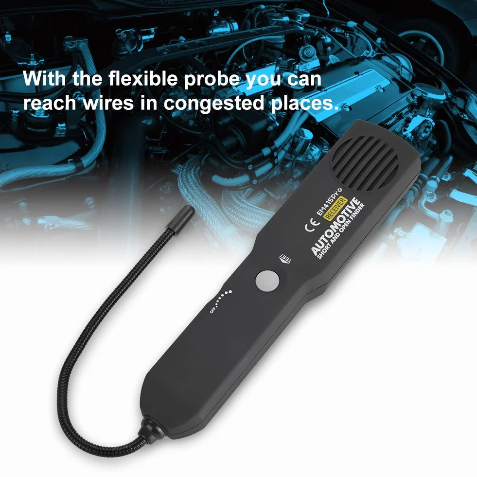 EM415PRO Narzędzie do naprawy przewodów kablowych - Open Short Circuit Finder Tester z elastyczną sondą, wyświetlaczem LED, torba do przechowywania przewodów samochodowych