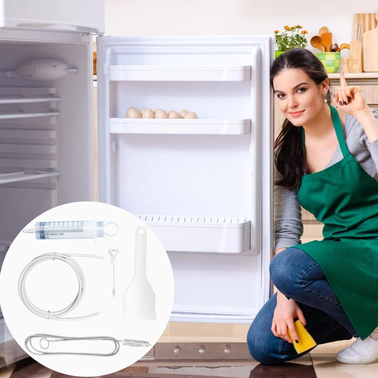 Fridge Dredger, Refrigerator Drain Kit, Fridge Cleaning Set, Syringe Fridge Cleaning, Fridge Cleaner Emptying Dredger, Effective Drain Cleaning Solution Comprehensive Tool for Refrigerator Cleaning