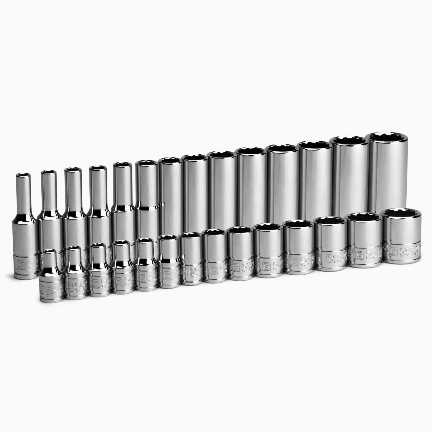 Capri Tools 1/4" Drive 12-punktowy zestaw nasadek płytkich i głębokich, metryczny, 4 do 15 mm, 28-częściowy
