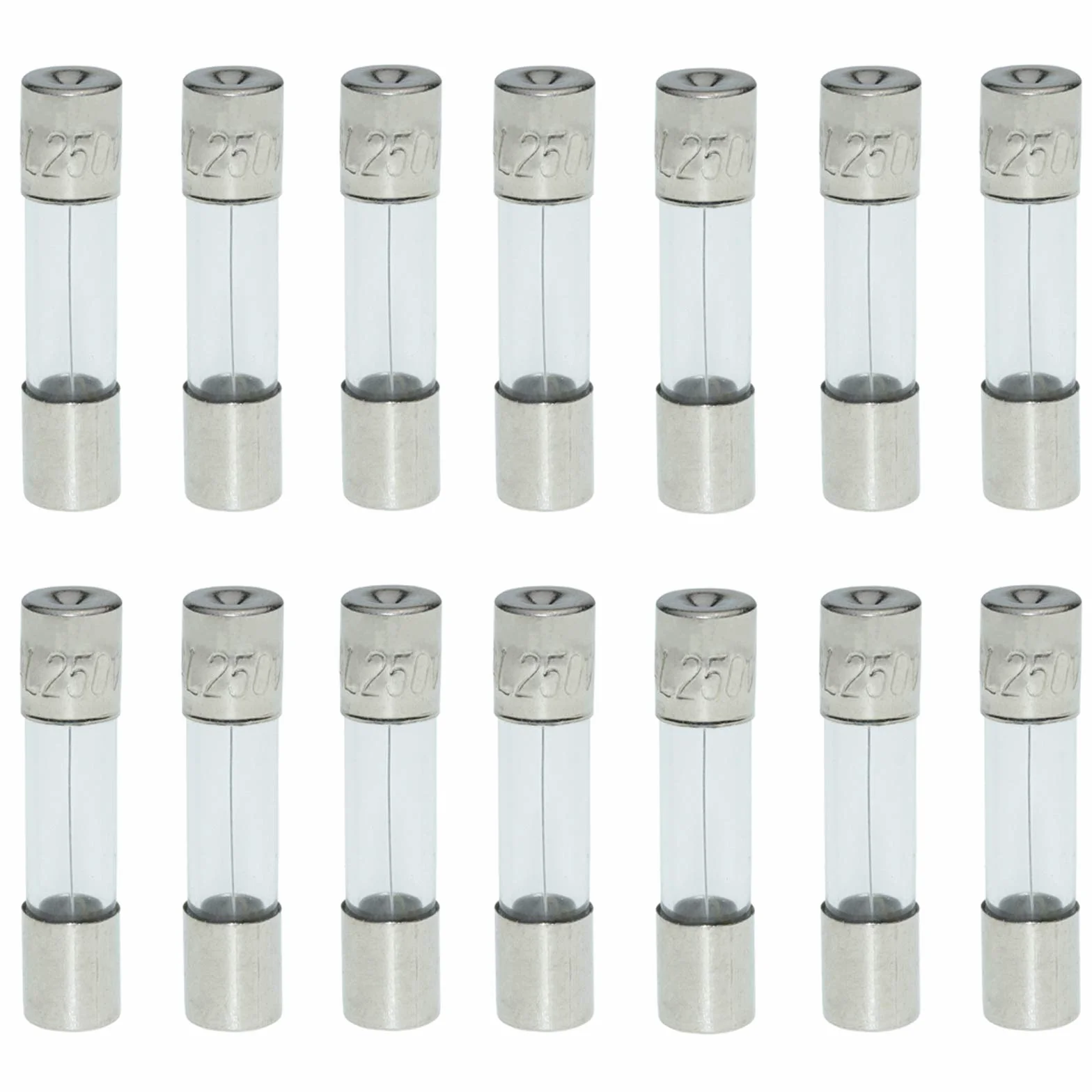 AUKENIEN 15 Wartość 150 sztuk 0,5A 1A 1,6A 2A 2,5A 3A 3,15A 4A 5A 6,3A 8A 10A 12A 15A 20A 250V Bezpieczniki 5x20mm Bezpiecznik szklany rurkowy Mikro bezpiecznik Szybki zestaw bezpieczników szklanych