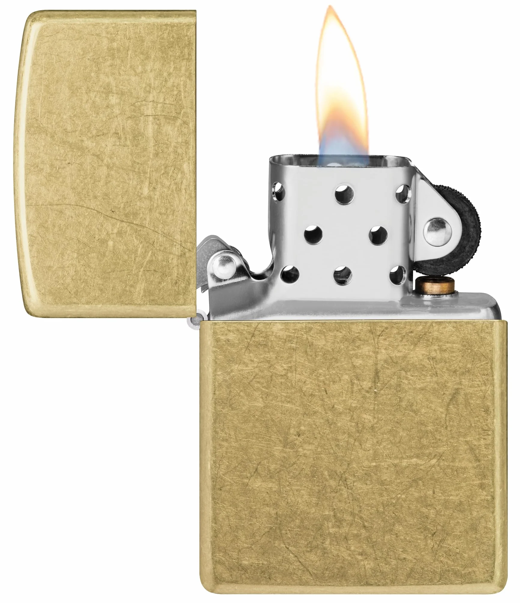 Zippo Street Brass Zapalniczka Sztormowa, Mosiądz, Model Podstawowy, do Napełniania, Wielokrotnego Użytku, Wiatroodporna Konstrukcja, Pudełko Prezentowe, Wyprodukowana w USA,