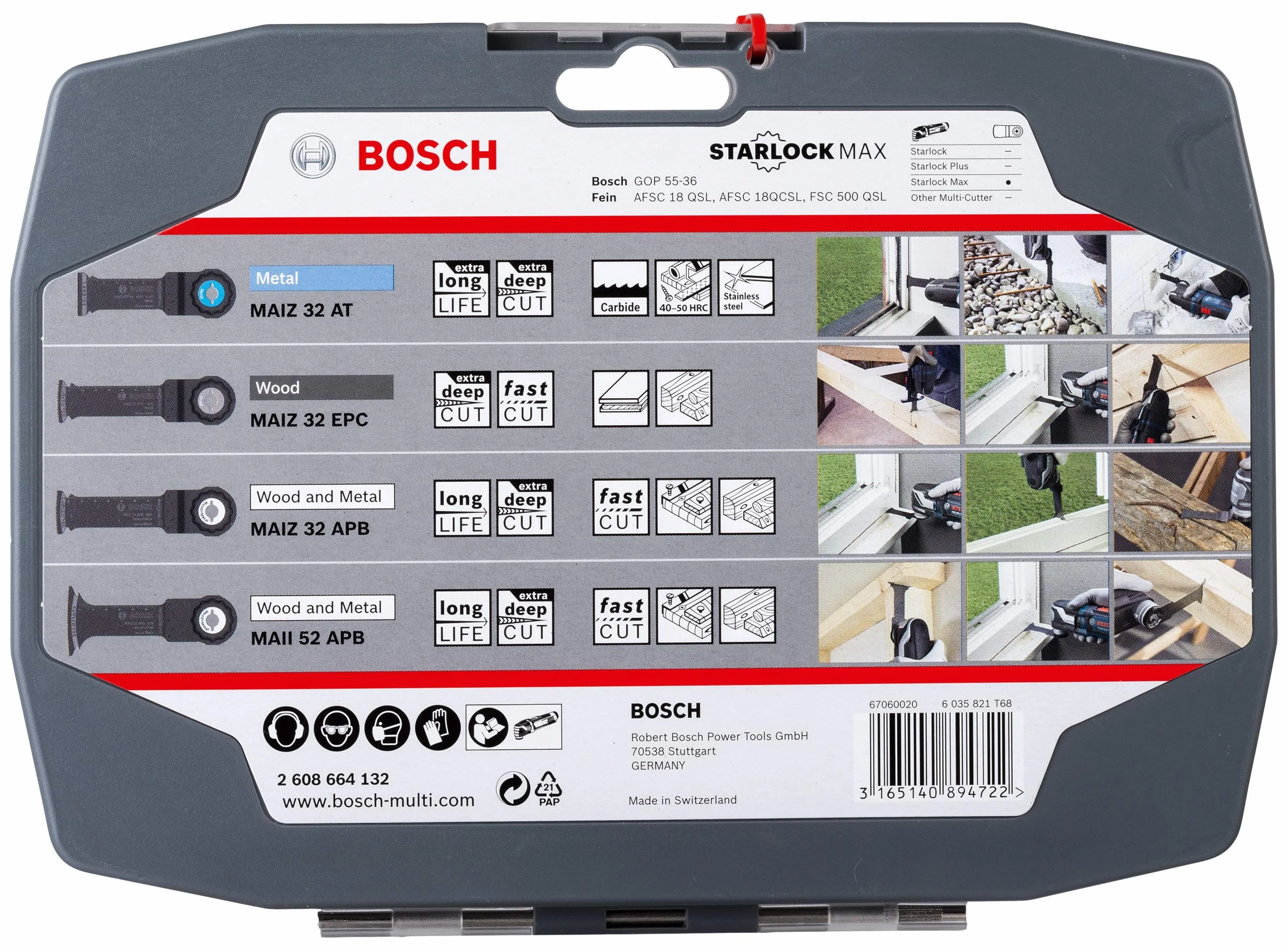 Bosch Professional 4-częściowy Brzeszczot do cięcia wgłębnego Starlock Best of Heavy Duty Set (do drewna i niehartowanego metalu, Starlock Max, osprzęt do narzędzia wielofunkcyjnego Multi-Cutter)