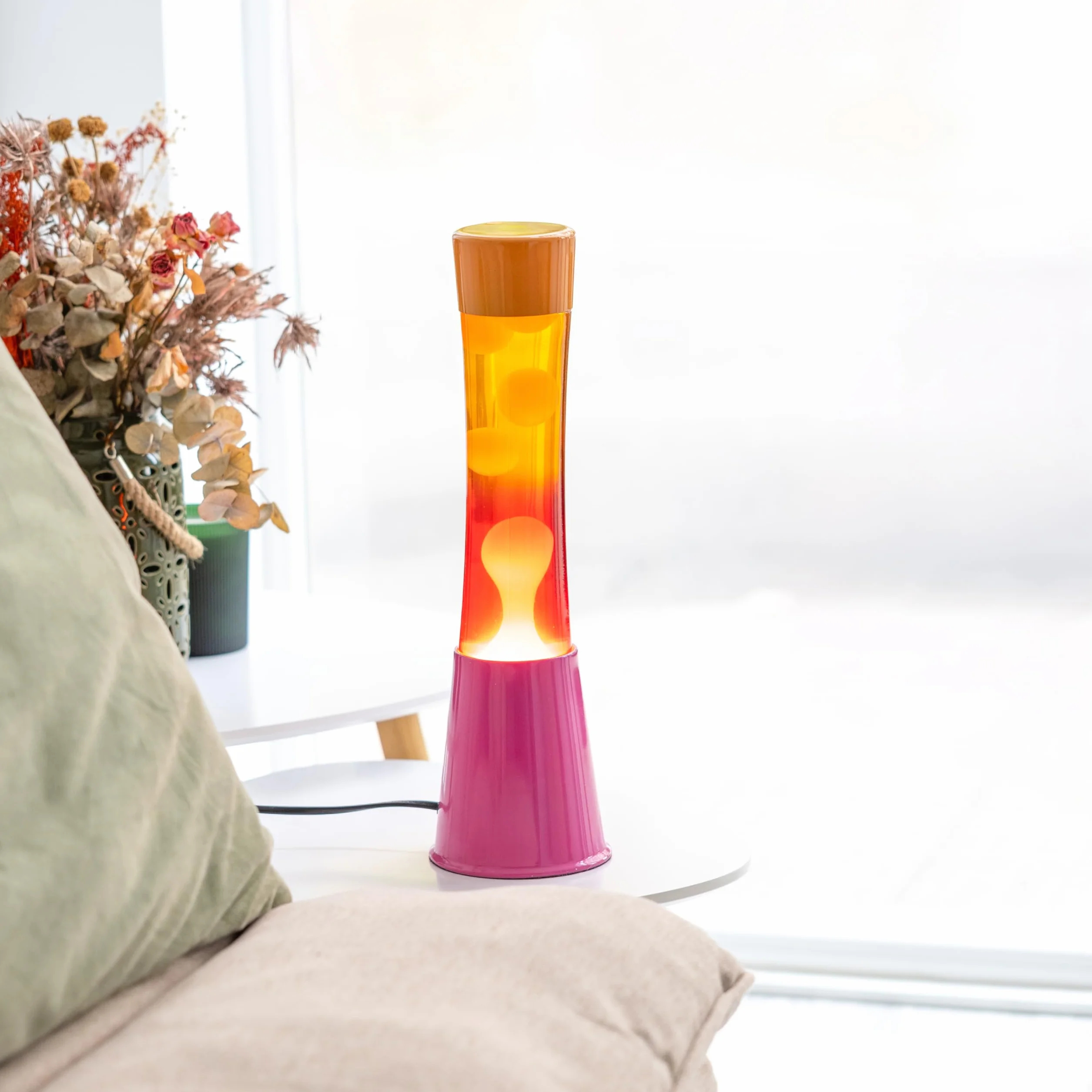 Fisura Lampa lawowa ombre różowo-pomarańczowa 11 cm x 11 cm x 39,5 cm z zapasową żarówką