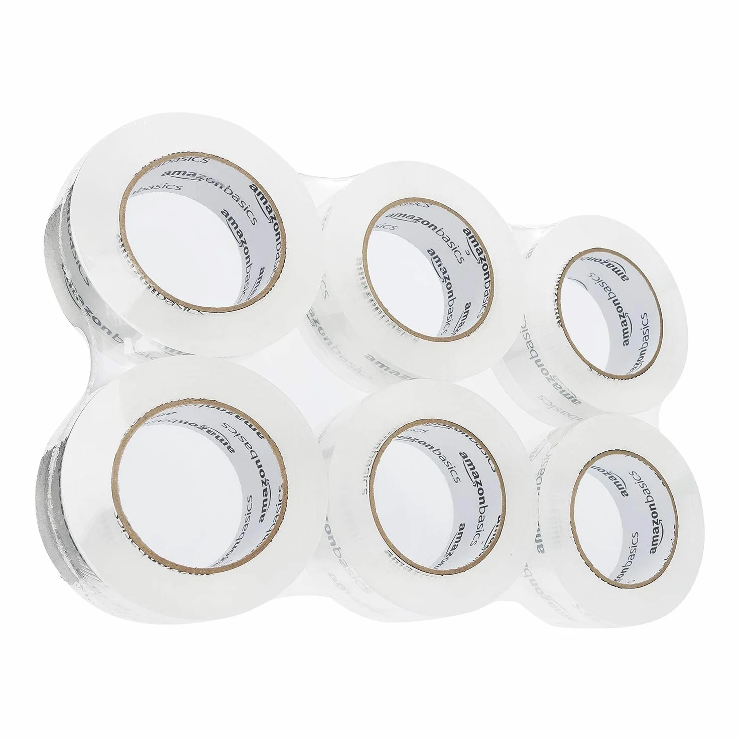 Amazon Basics Taśma pakowa do przeprowadzek i magazynowania, 4,7 cm x 99,6 m (szer. x dł.), krystalicznie przezroczysta, opakowanie 6 sztuk