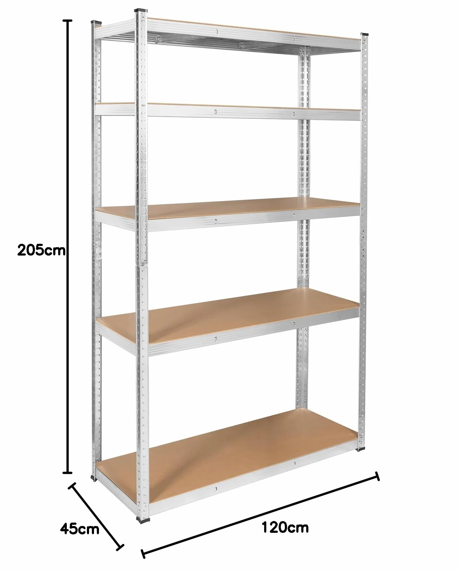 Rebel Electro Regał Metalowy Magazynowy 205x120x45 Srebrny RB-1252