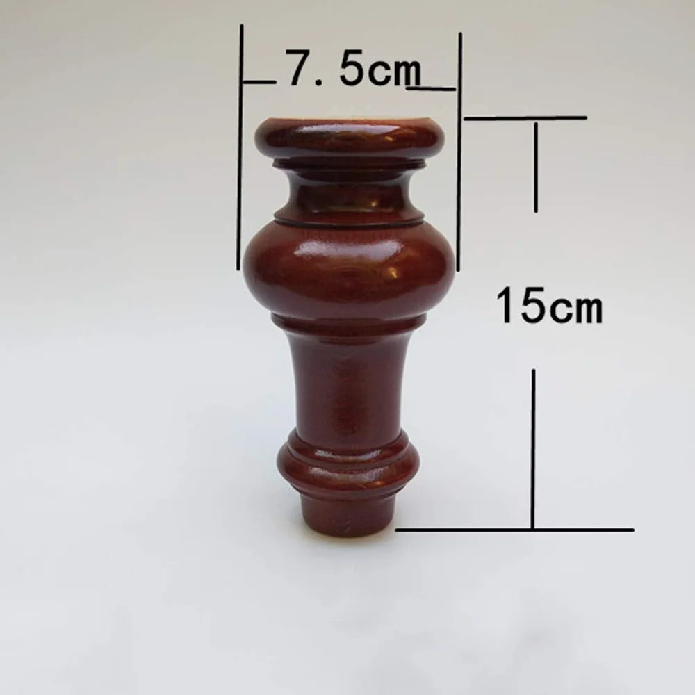 Nogi meblowe z litego drewna, tykwa, 4 sztuki, wymienne nóżki do sofy, łóżka, szafki, krzesła, kanapy, biurka 15 cm, kolor mahoń