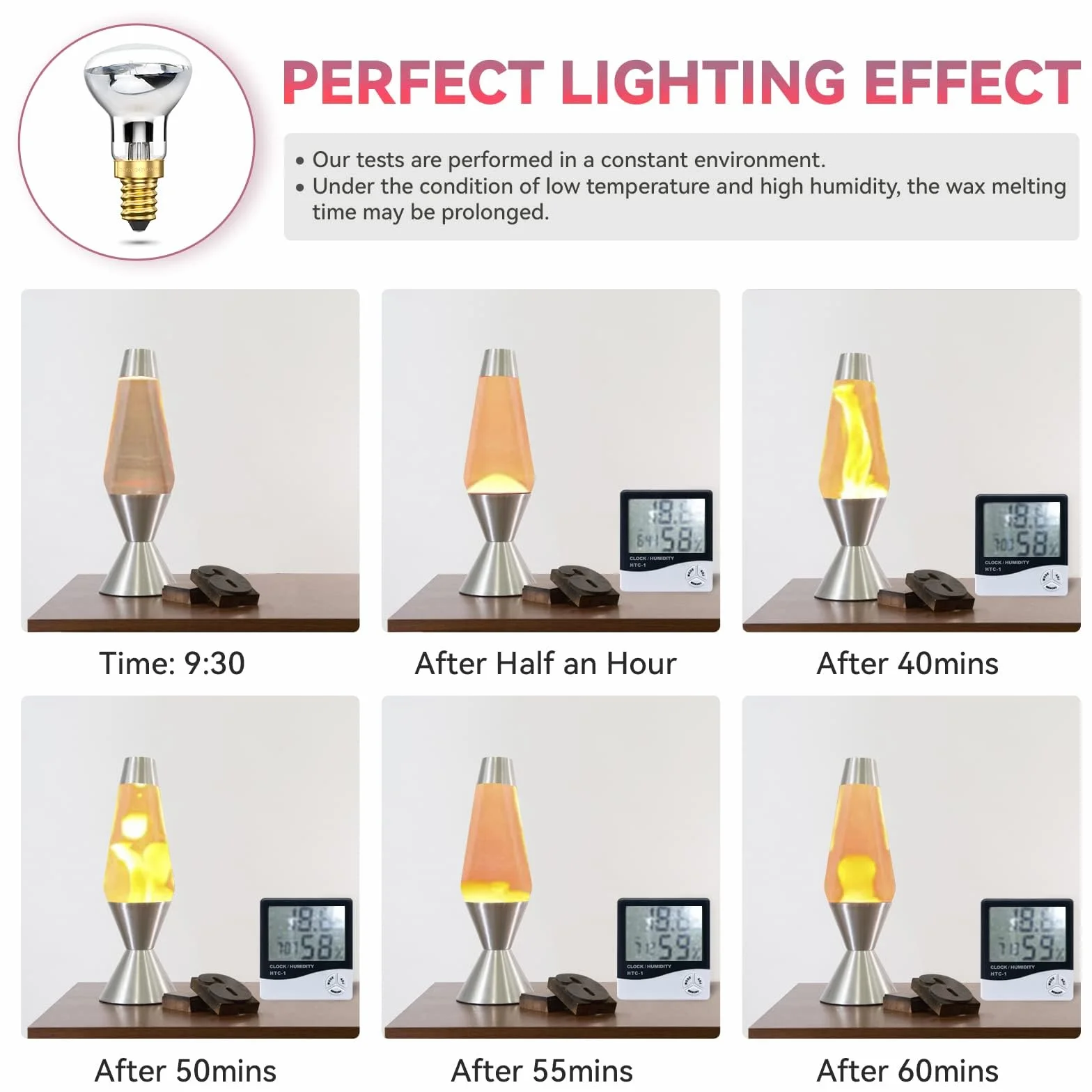 Bonlux 25 W R39 Żarówka E14 Lava Reflektorowa Lampa Przyciemniana Ciepła Biel 2400-2600 K, Śruba, 240 V, Mała Edisona, Kąt Świecenia 360°, 4 Sztuki