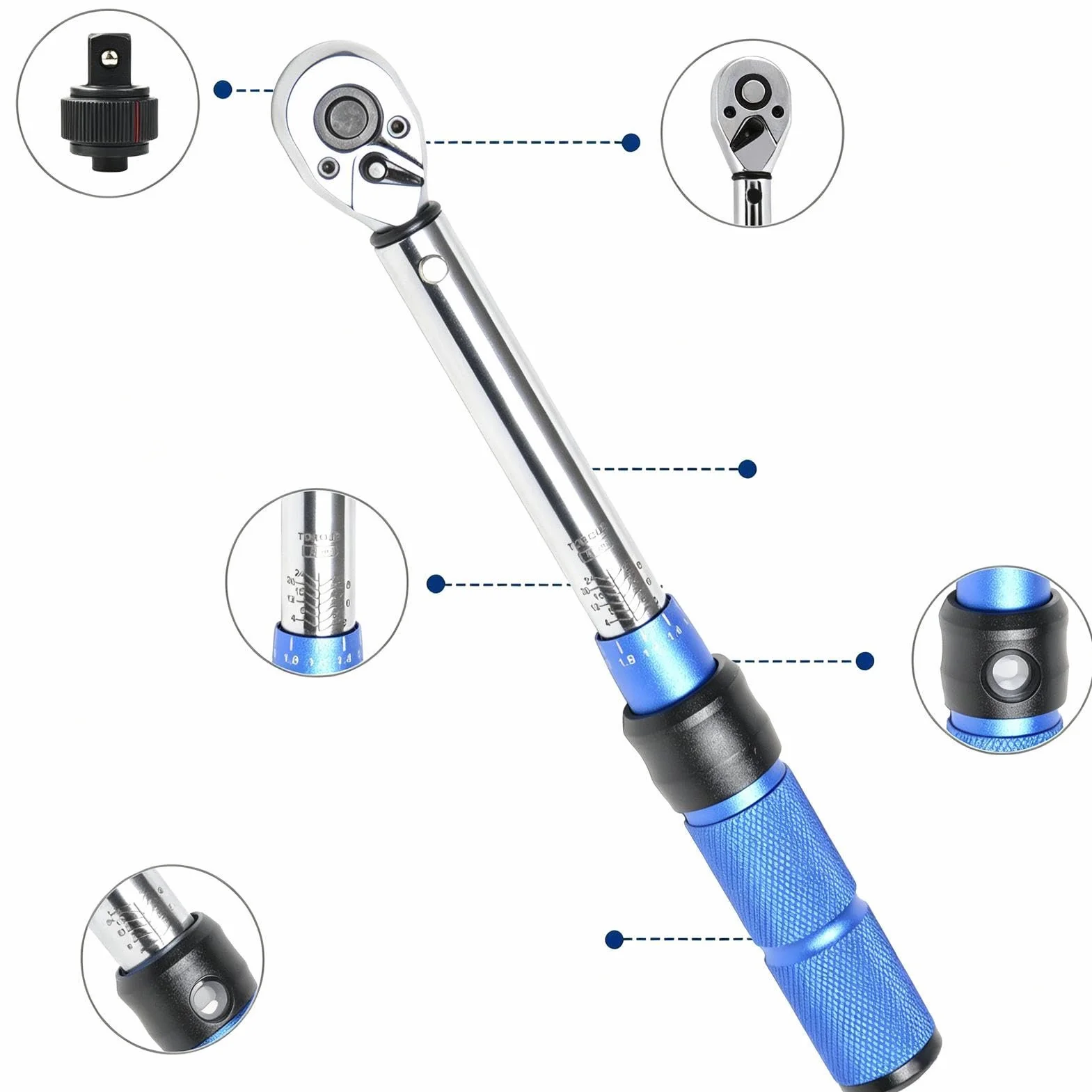 Zestaw kluczy dynamometrycznych do roweru 1/4" Regulowany | Klucz Dynamometryczny Rower z Końcówkami Bit Do Dokręcania Kierownicy Wspornika Sztycy Siodła Kontrola Bezpieczeństwa