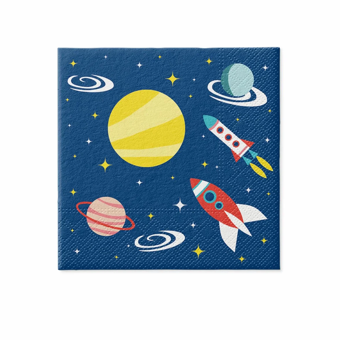 PAW serwetki 3-warstwowe (33 x 33 cm) I 20 sztuk I idealne na urodziny dzieci, imprezy, komunię, uroczystości I papierowe serwetki kolorowe z motywem imprezowym I Kosmos, rakieta, planeta, granat -