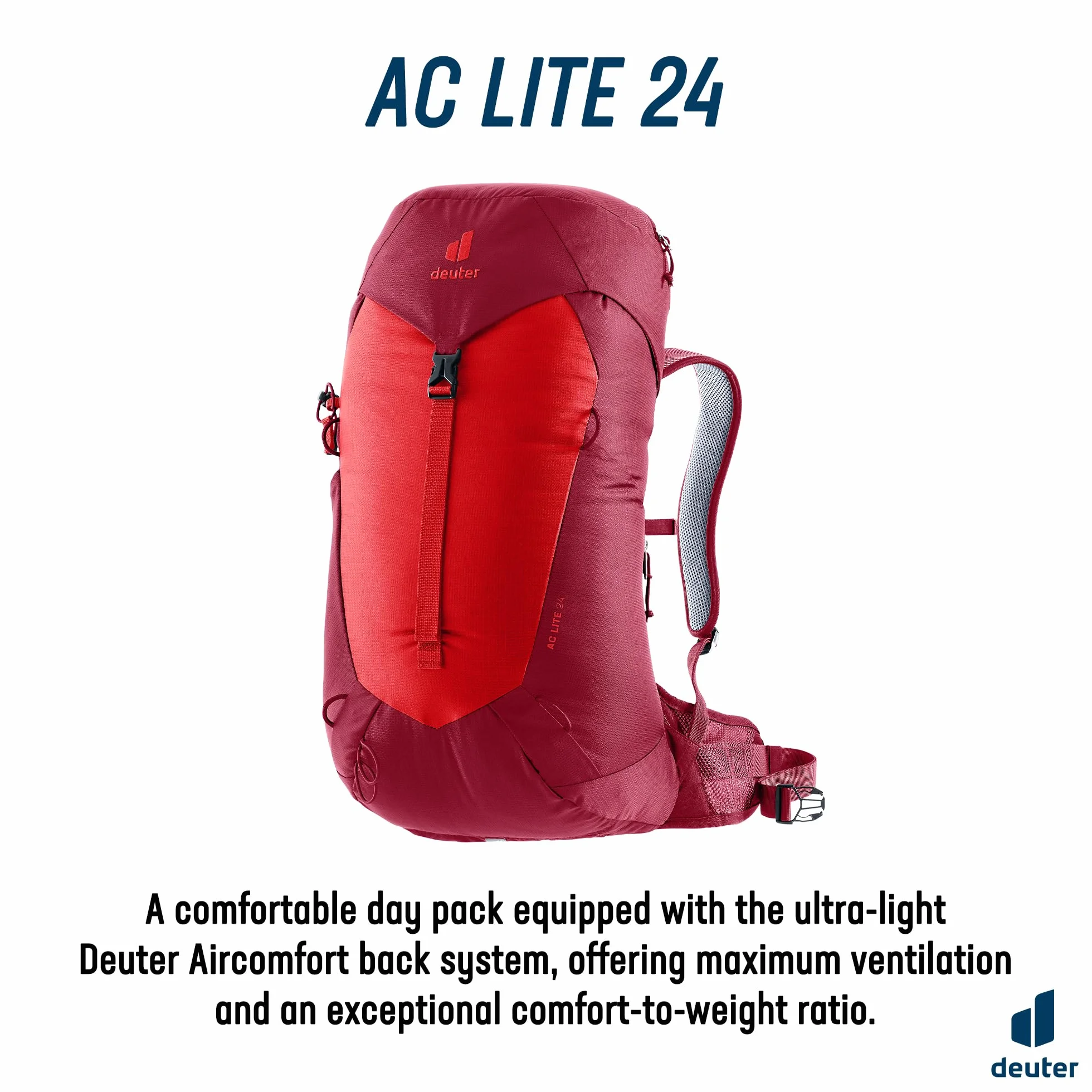 deuter AC Lite 24 plecak turystyczny, Cherry-masala, 24 Largo, Minimalistyczny