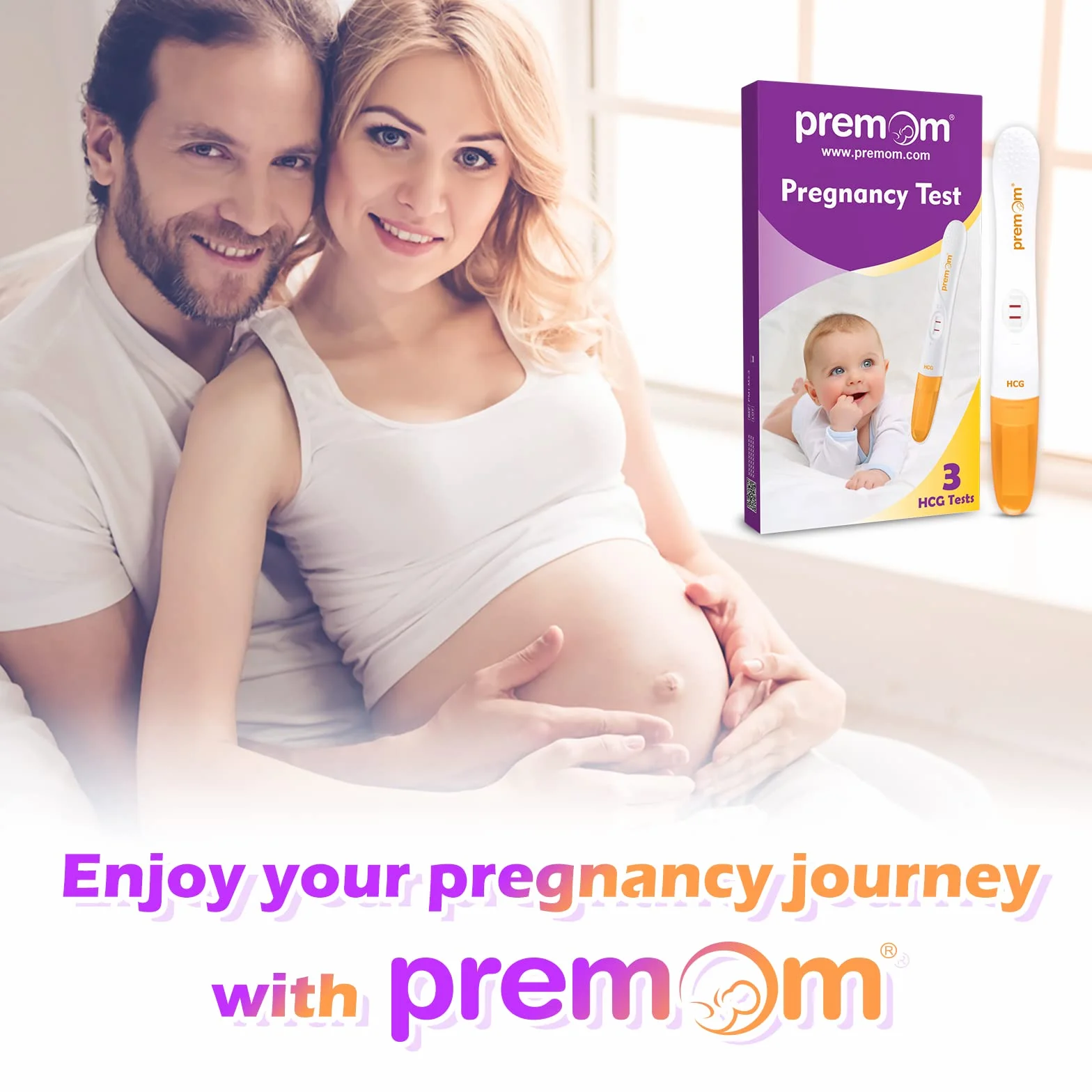 Premom 3 hCG Niezawodny test ciążowy na mocz 10 IU/L Szybki i łatwy z bezpłatną aplikacją