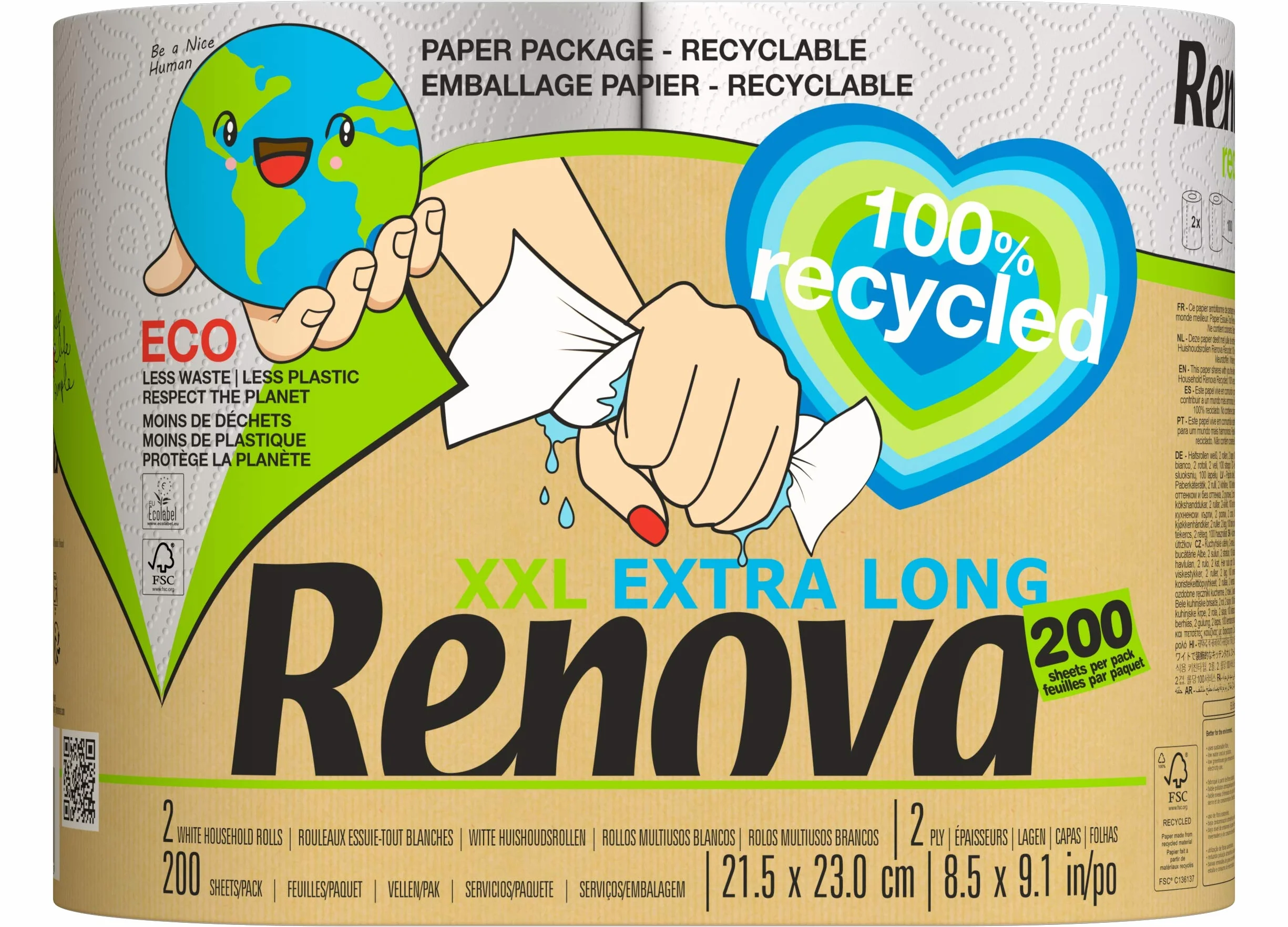 Renova Xxl Extra Long 200092167 Ręcznik Papierowy, Biały, 2 sztuki