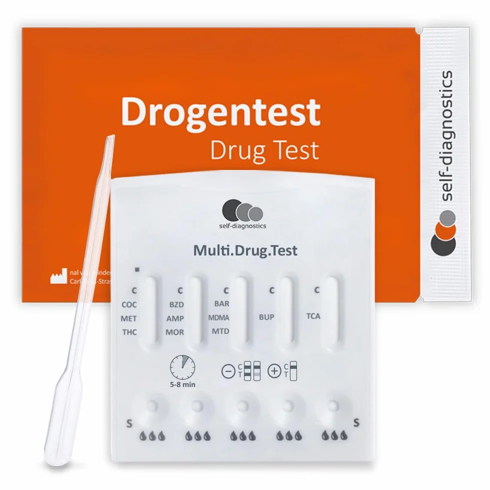 Test narkotykowy Multi 11 T na cannabis, kokainę, ekstazę, benzodiazepiny, opiaty, amfetaminę, methamfetaminę, metadon, TCA, barbiturany i buprenorfinę w moczu