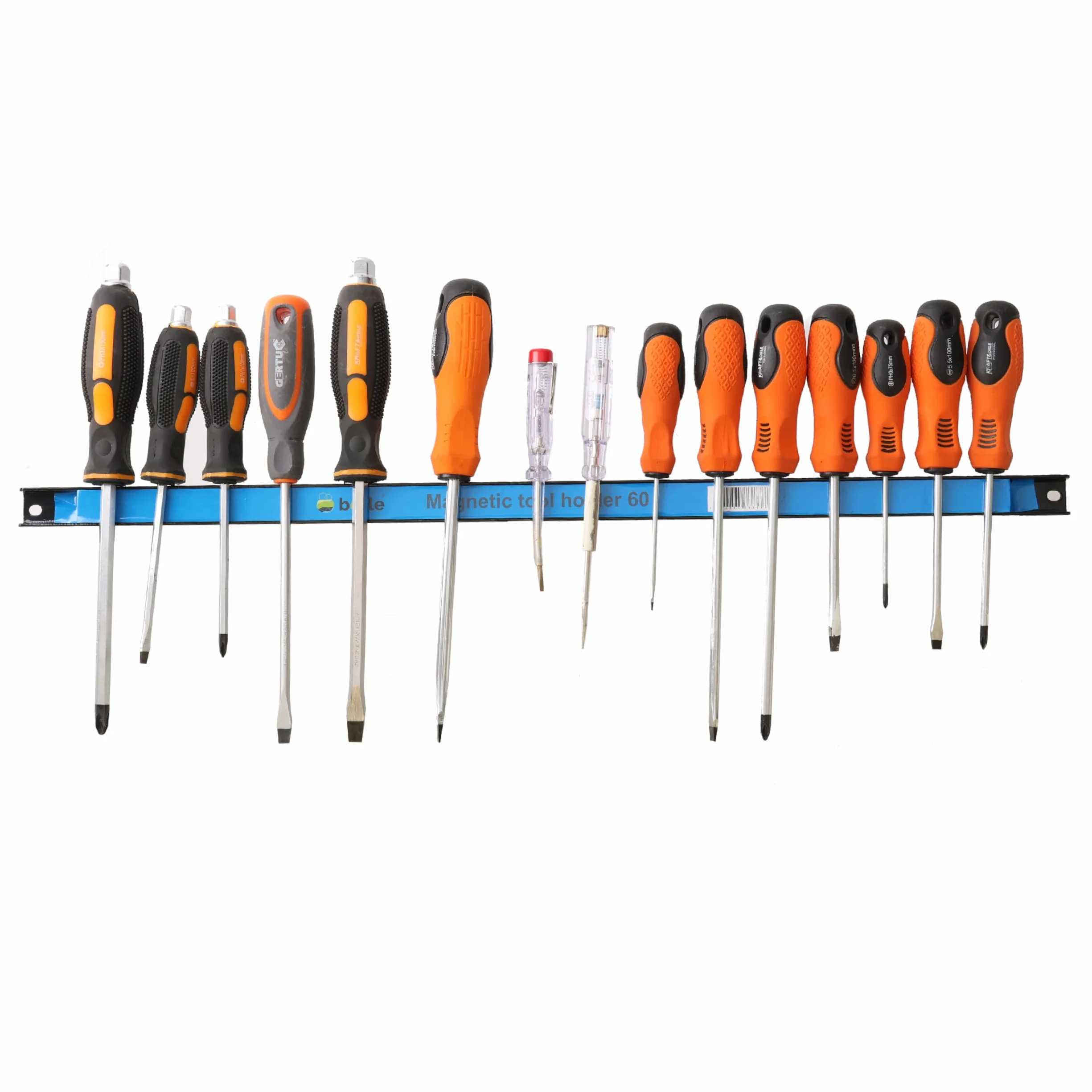 6 x listwa magnetyczna na narzędzia, metalowe paski o długości 60 cm, czarne, uchwyt na narzędzia, mocny magnes, z otworami do mocowania, śrubami i kołkami, w zestawie do śrubokrętów, szczypiec