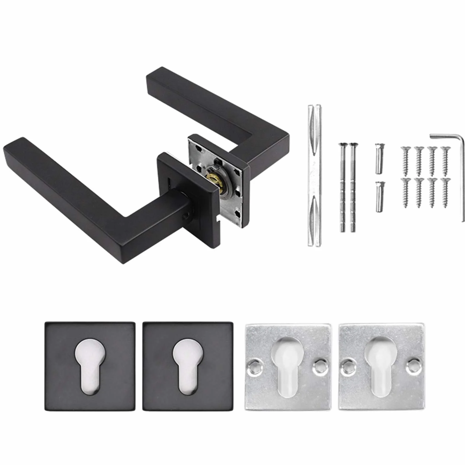 Klamka Ze Stali Nierdzewnej 304 Z Kwadratową Rurką, Wewnętrzne Wejście Do Sypialni, Łazienka, Zewnętrzne Klamki Do Drzwi(BLACK HANDLE)