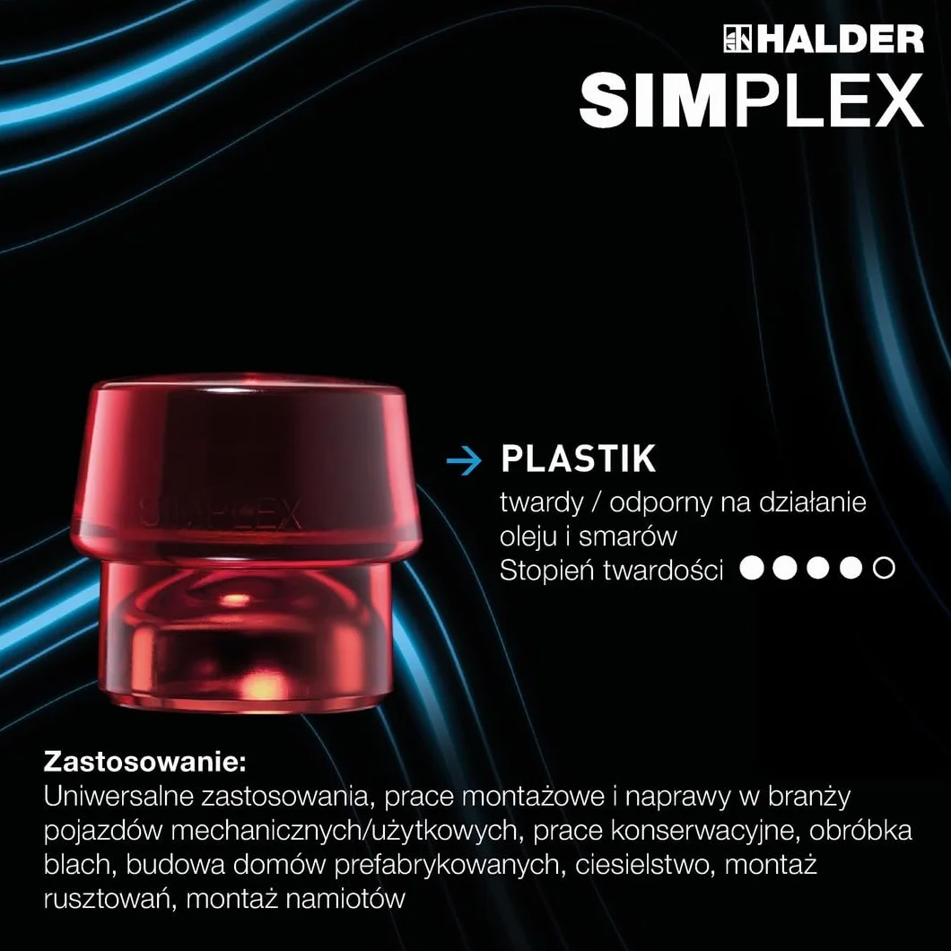 Halder 3126060" guma Simplex/plastikowy młot do twarzy, wielokolorowy, 60 mm