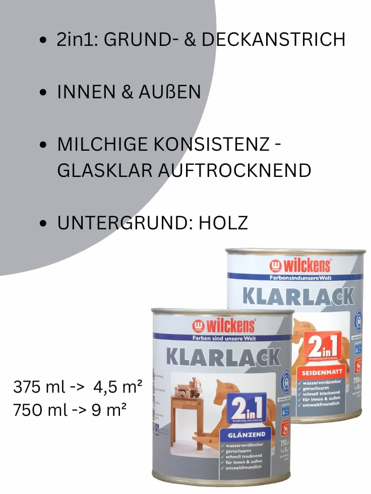 Wilckens 12400000050, lakier bezbarwny 2 w 1, satynowy matowy, 750 ml