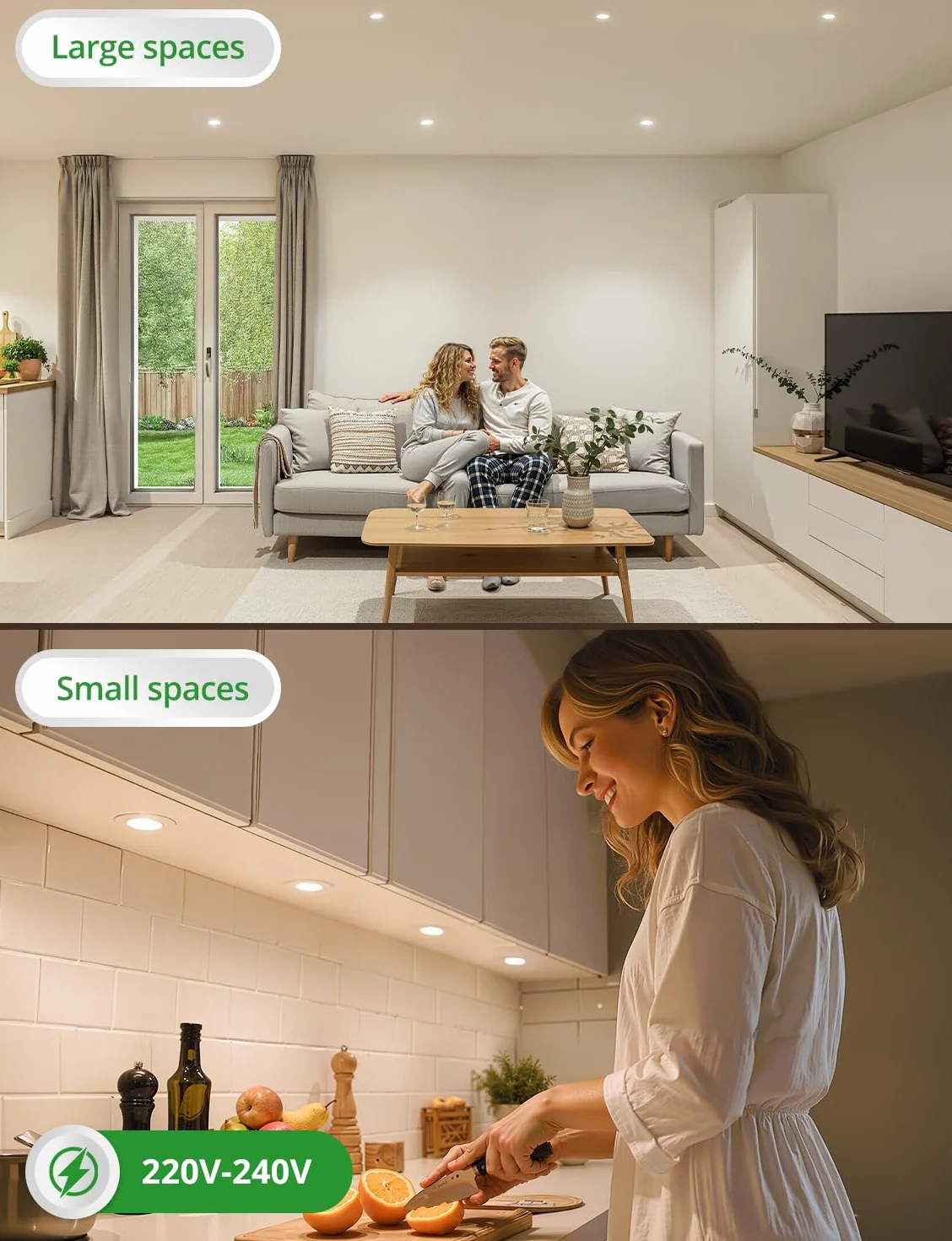 HOMEOW Zestaw 20 wpuszczanych reflektorów LED 68 mm, 4 W, bardzo płaskie, ciepłe białe 2700 K, neutralna biel, 4000 K, zimna biel 6000 K, regulowany, wewnętrzny reflektor LED wodoodporny IP44, do