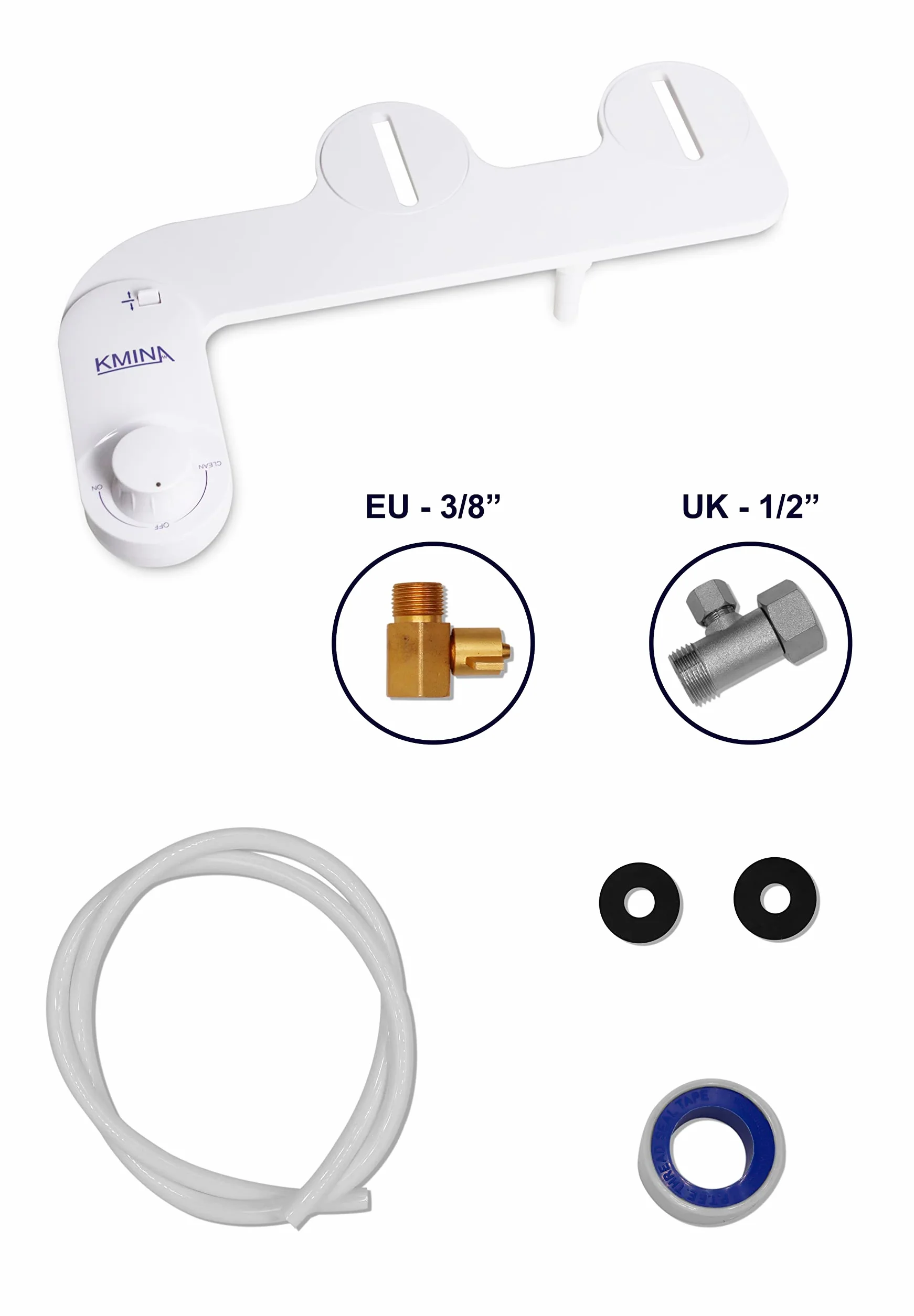 Bidet toaletowy z zimną wodą przenośny nieelektryczny regulowany ciśnienie biały długość węża 80 cm