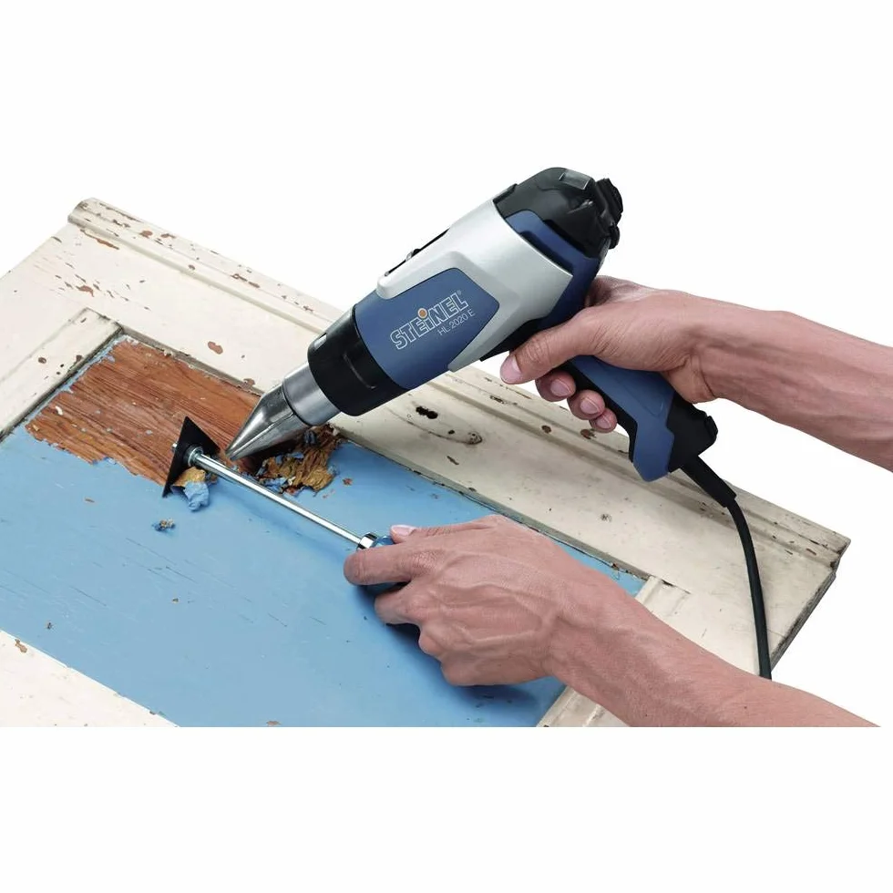 Steinel Opalarka HL 2020 E w walizce, w tym dysza redukcyjna 9mm, opalarka 2200 W, wyświetlacz LCD, 80°-630°C, niebieski
