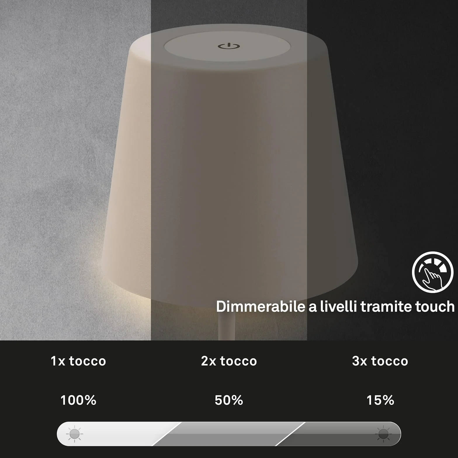 BRILONER - Lampa stołowa LED bezprzewodowa, ściemniana, regulowana wysokość, lampka nocna i do czytania, akumulatorowa, 36x10,5 cm, beżowy – praktyczne i eleganckie światło