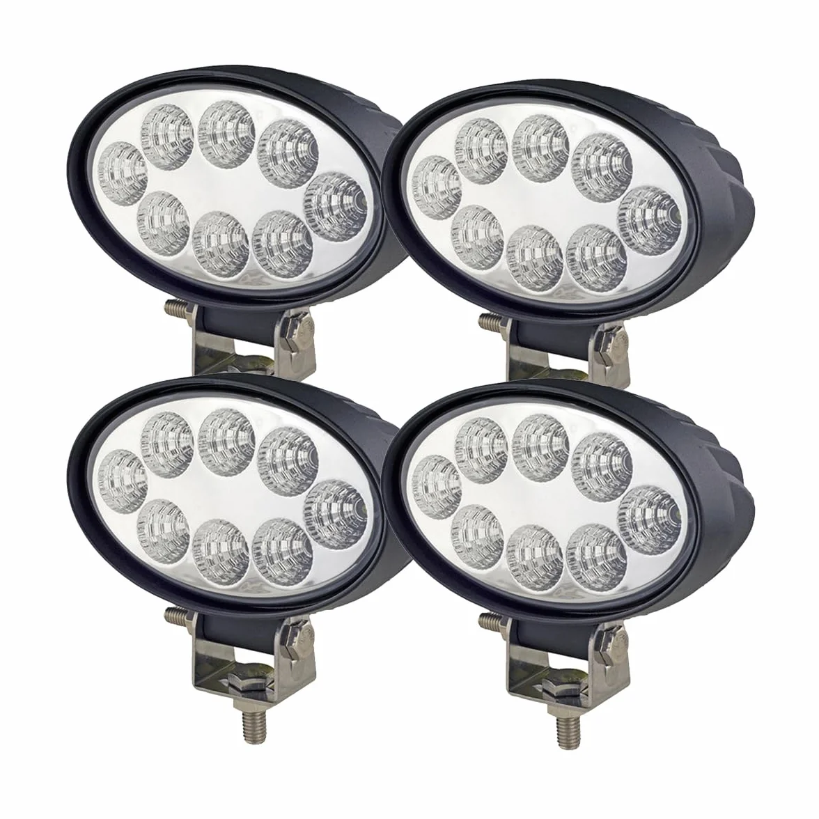 Owalny reflektor roboczy LED Offroad, 24 W, 12/24 V, prostokątne światło robocze IP68, do traktora, SUV-a, 4 szt.