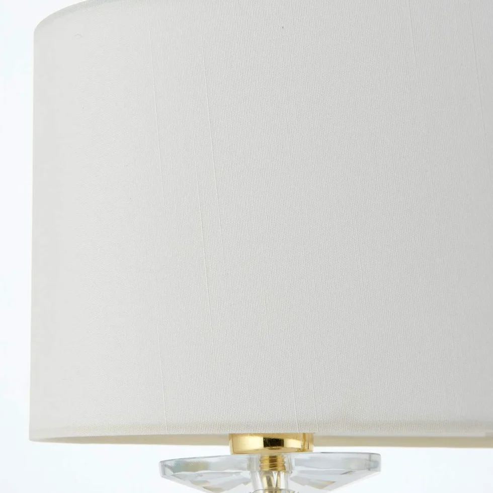 1570 mm podłoga i 540 mm pasujący zestaw lamp stołowych | Mosiądz, kryształ i vintage biały odcień Twin | Nowoczesny styl ładny salon salon sypialnia przy łóżku podwójne światło zestaw | Wolnostojący