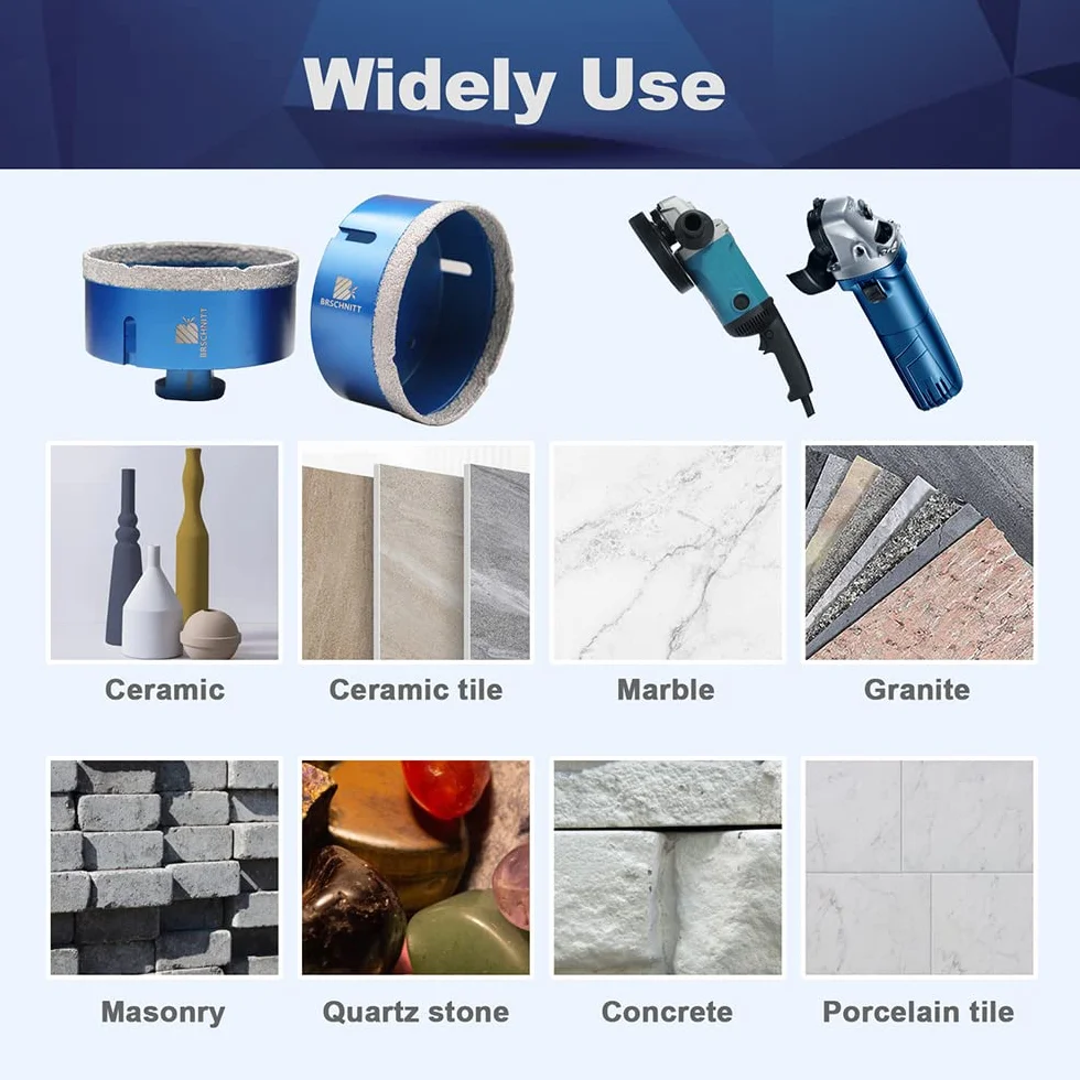 Wiertło diamentowe 90mm, BRSCHNITT 1 szt. M14 lutowane próżniowo diamentowe wiertło rdzeniowe Otwornica do płytek kamionkowych kamionkowych Ceramiczne marmurowe wiercenie granitowe, odpowiednie do szlifierek kątowych